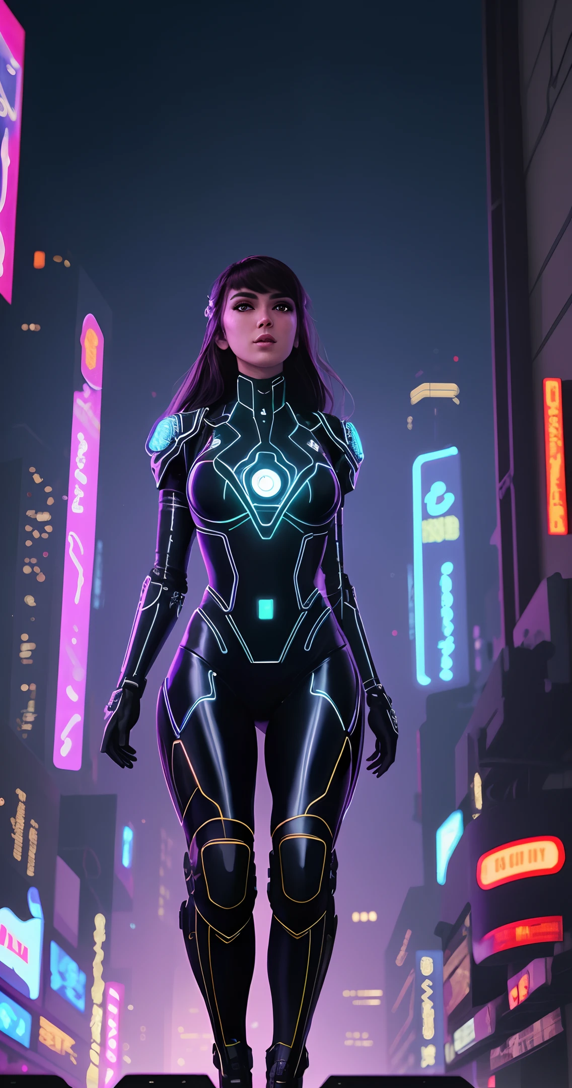 Intricate 3D rendering of exquisite ceramic silhouettes and realistic faces, dressed in holographic cyberpunk costumes (perfect female figure, looking up at the audience), neon-lit cityscapes, robotic costumes, luxurious cyberpunk, surrealism, ???????, facial muscles, cables, microchips, elegance, beautiful backgrounds, octane, gig, giger, extraordinary style, Giger, Giger, beautifully illustrated, CG, wallpaper (realistic, realistic, realistic): 1.37) War photography