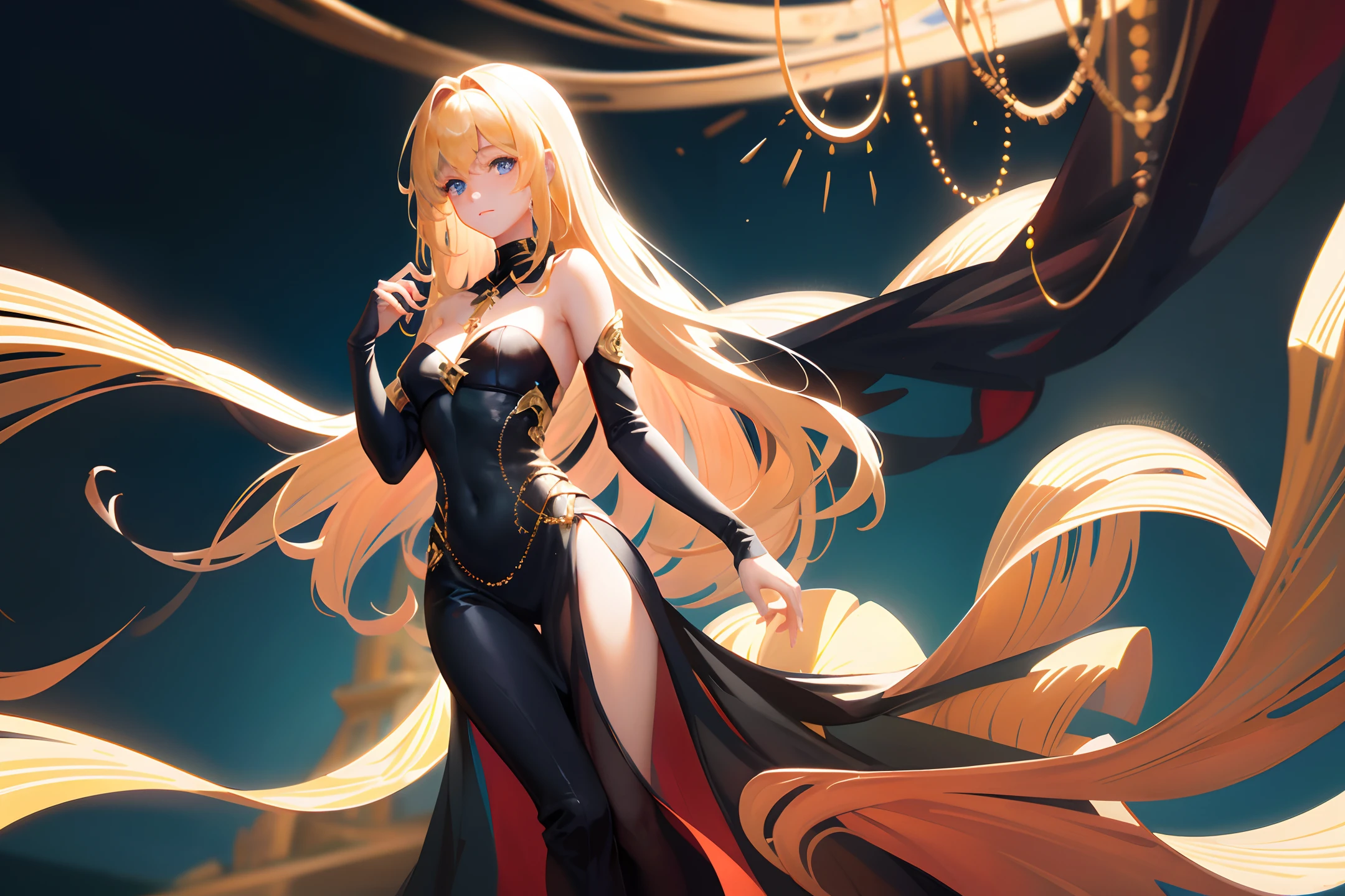 (Masterpiece, Sidelight, Fine Eyes: 1.2), (Super Fine, High Resolution: 1.2), Beautiful Girl, Black Gold Theme,