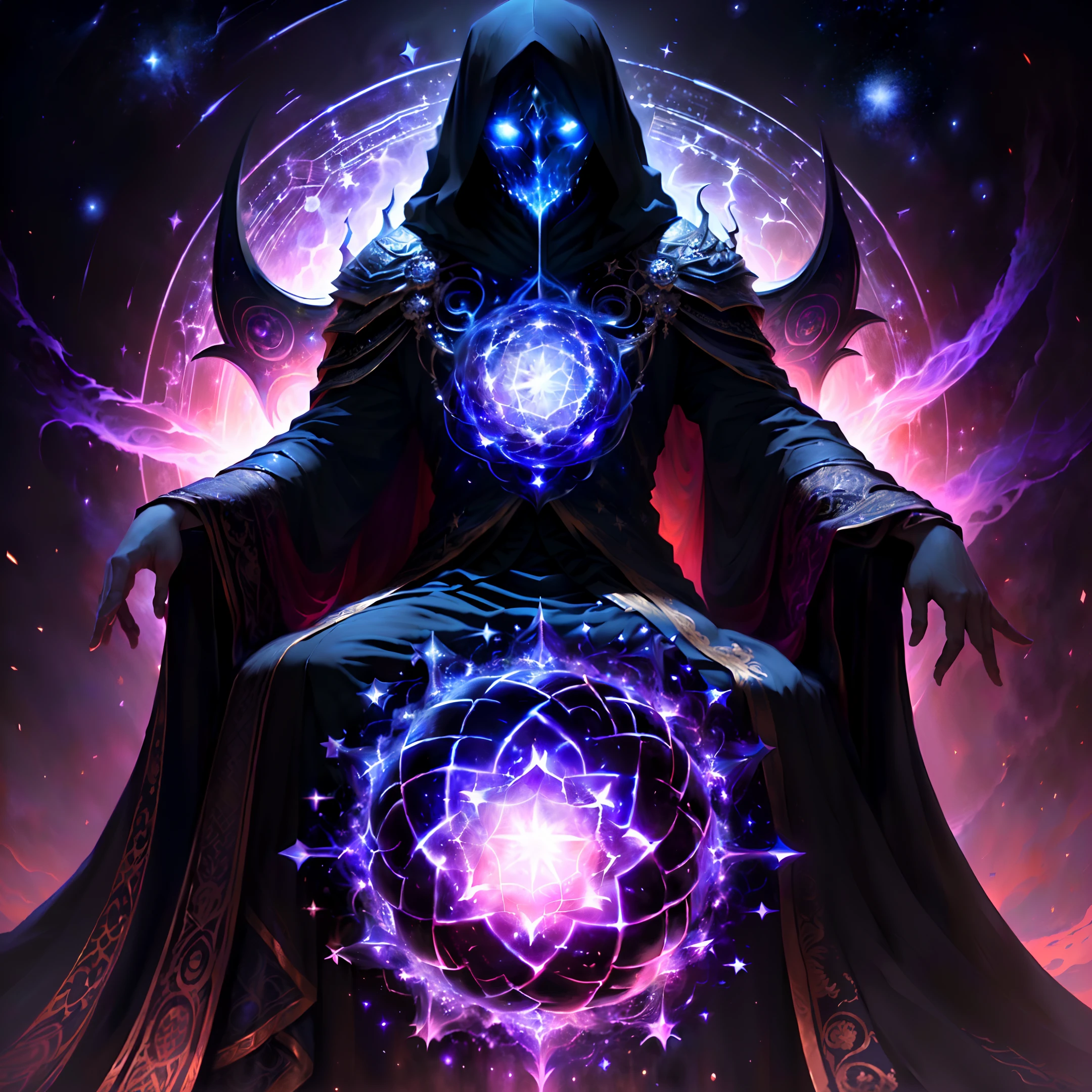 An awe-inspiring masterpiece of Stable Diffusion art, perfectly capturing the majesty of Azathoth - the Greatest God who presides over all infinity from his throne amidst the swirling chaos at the center of the universe. With stunningly detailed visuals and ultra-realistic lighting, this piece brings to life the very essence of Azathoth's divine being, showcasing his body composed of the brightest stars in the cosmos, while shrouding his face in a veil of foreboding darkness, leaving us in awe of his immense power and mystery.