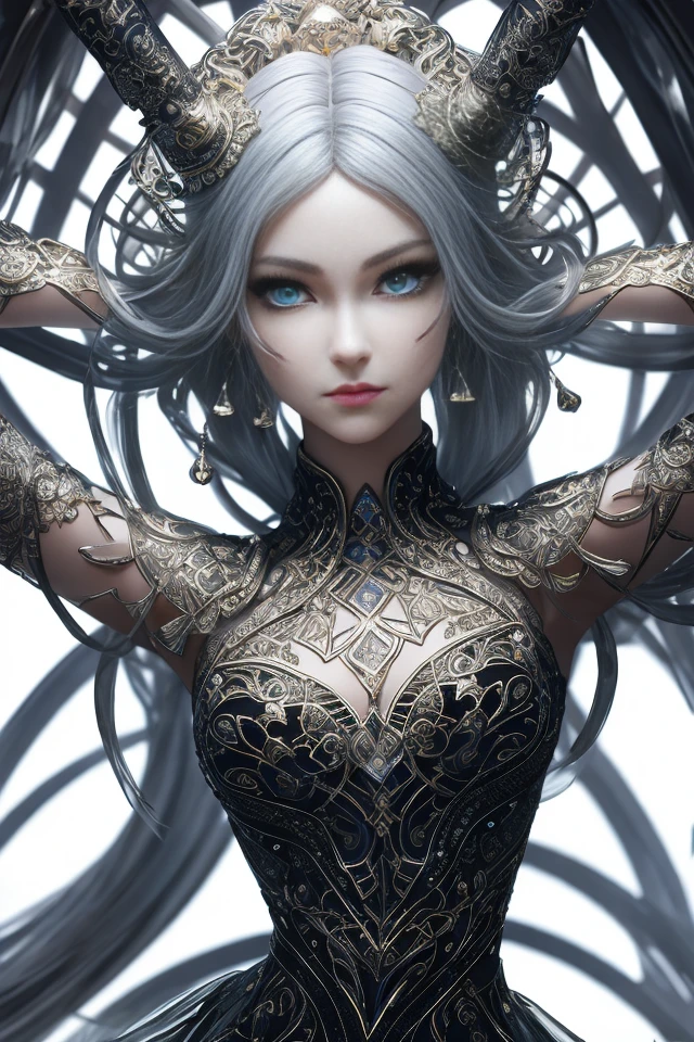 transparent glass ballerina figurine, 3D model, looking at the viewer, crazy details, perfect anatomy, perfectly drawn face, perfectly drawn eyes, extremely detailed, light through glass, surround lighting, black background, art station, science fiction, intricate artistic masterpiece, ominous, poster, matte film for painting, popular in cgsociety intricate epic detailed vivid production ultra-high-quality cinematic rendering of characters