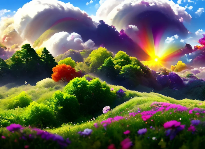 A disco diveland with swirling clouds and flowers, artstation, clear focus, inspiring 8k wallpaper