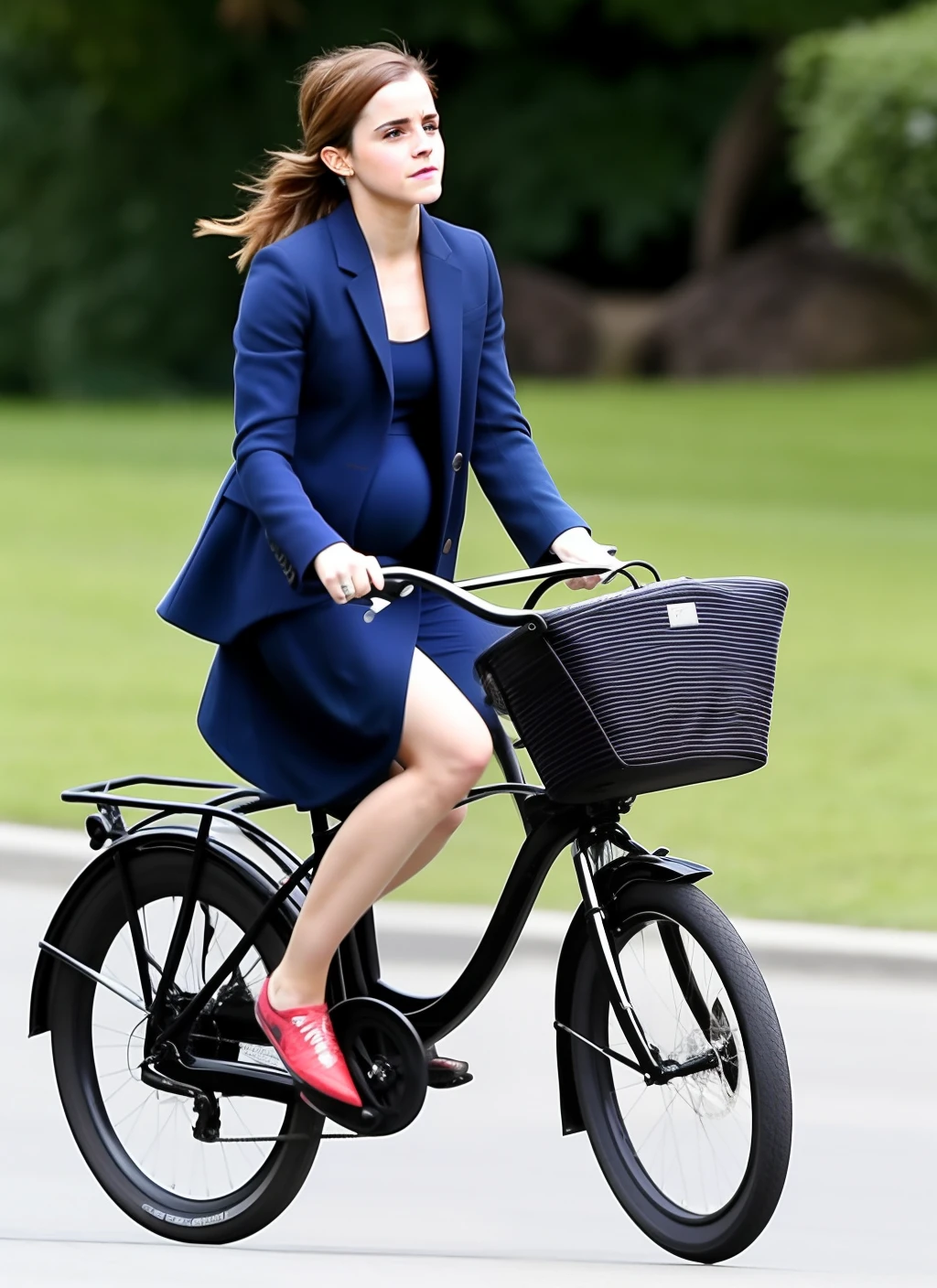 Emma Watson, pregnant, riding a bike, 