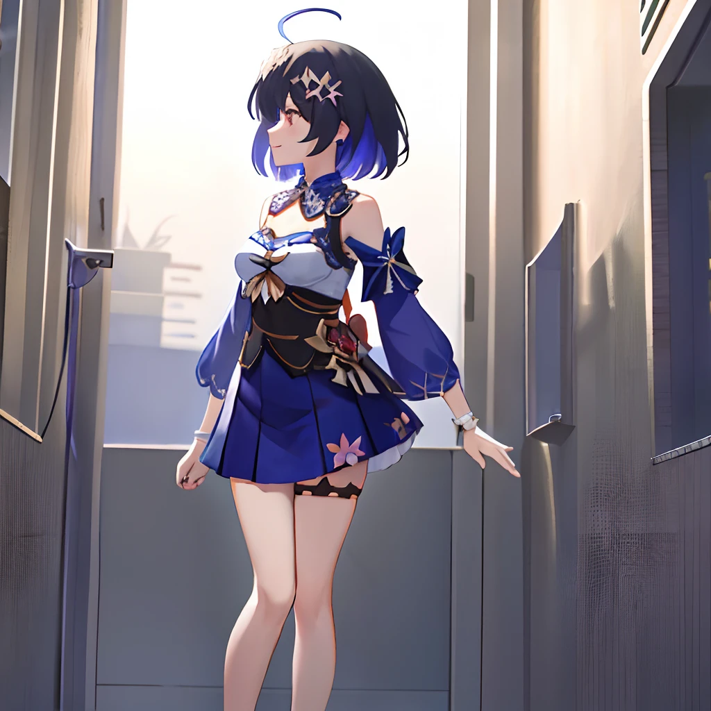 Seele volerei, honkai (set), honkai effect 3, anonymous 1girl detail masterpiece, best quality, chest, middle, full body, highres, sky, 4k details, look at the audience, high profile, very detailed cg harmony, 8k wallpapers, highres illustrations, eye absurdres, beautiful details, hair, high profile ((masterpiece)), smile, stand up, masterpiece piece, best quality,