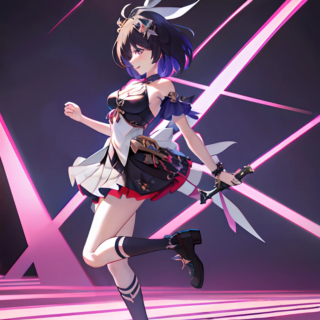 Seele volerei, honkai (set), honkai effect 3, anonymous 1girl detail masterpiece, best quality, chest, middle, full body, highres, sky, 4k details, look at the audience, high profile, very detailed cg harmony, 8k wallpapers, highres illustrations, eye absurdres, beautiful details, hair, high profile ((masterpiece)), smile, stand up, masterpiece piece, best quality,