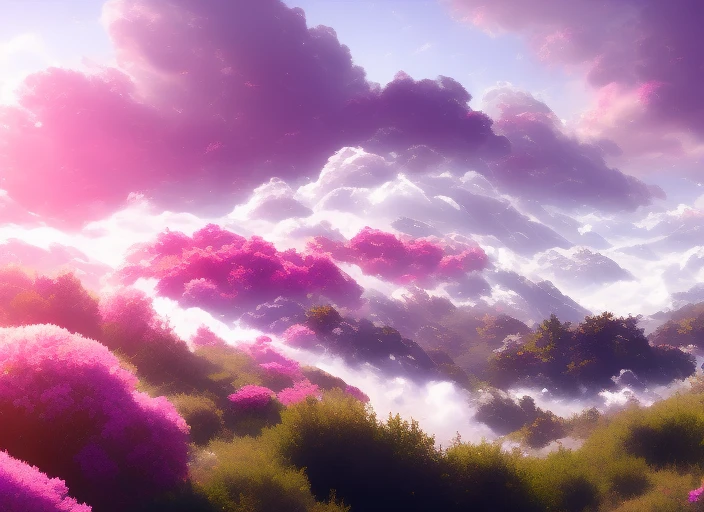 a discodifland with swirling clouds and flowers, artstation, sharp focus, inspiring 8k wallpaper