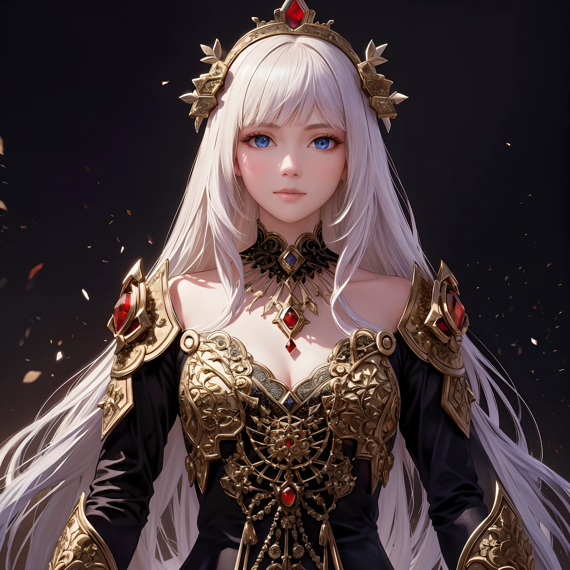(best quality,masterpeace),(intricate details),(perfect composition), beauty detailed face,hyperrealistic,
A young woman is reincarnated into a world of magic and adventure, where she must use her modern knowledge and skills to survive and thrive in this new environment,
,hdr ,cinematic, trending on artstation,trending on CGSociety,immense details, blonde hair, blue eyes, ((intricate pointed red obsidian crown))