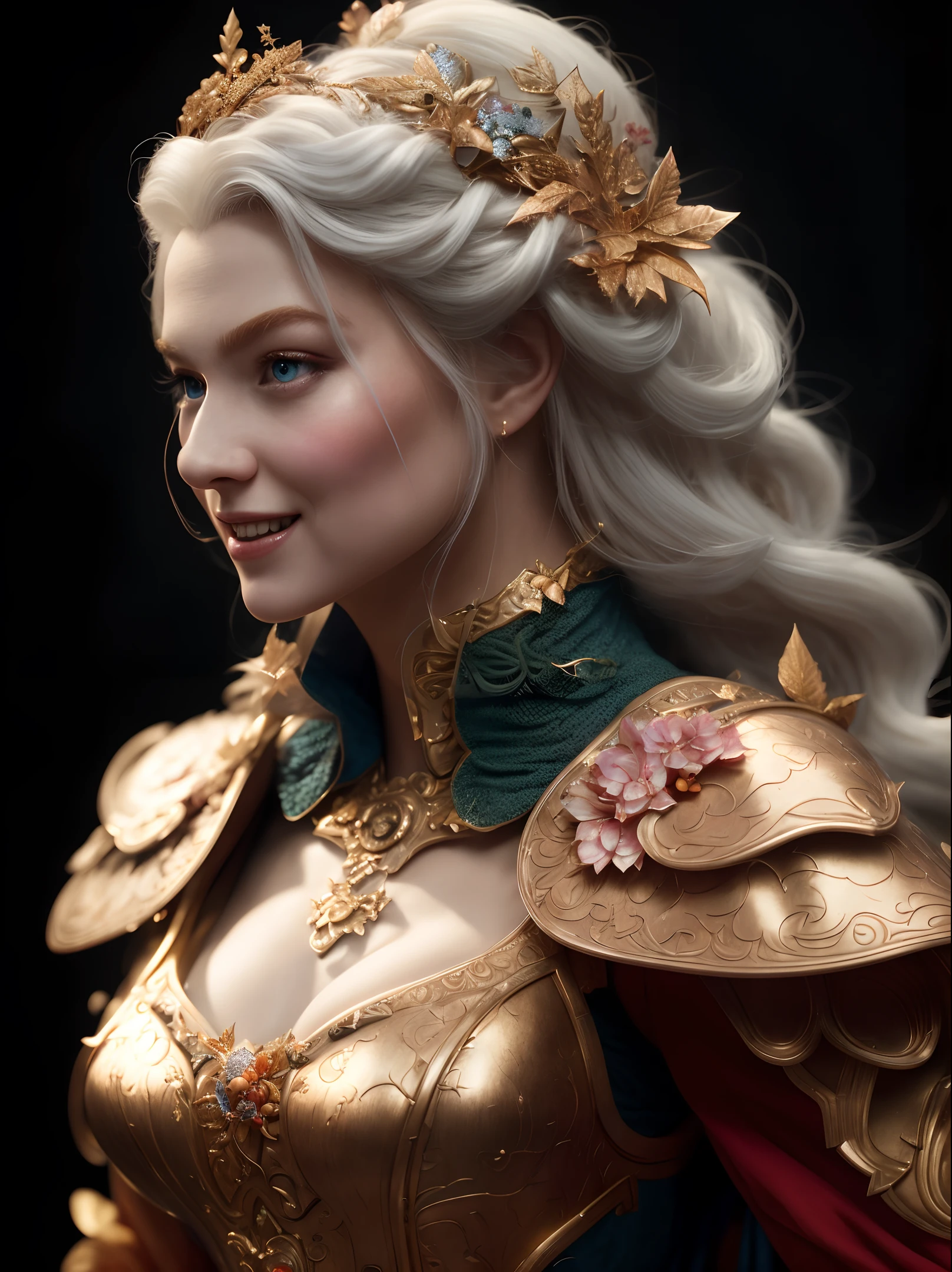 Body Portriat!, Insanely Beautiful Princess Peach as Huntress of the Forest, platinum blonde hair, dark blue eyes, octane render, smooth, sharp focus, laughing, symmetrical face, fine details, masterpiece, trending on artstation, 4 k hdr 3 5 mm photography, art by stanley lau and jason chan and mark hill, centered
