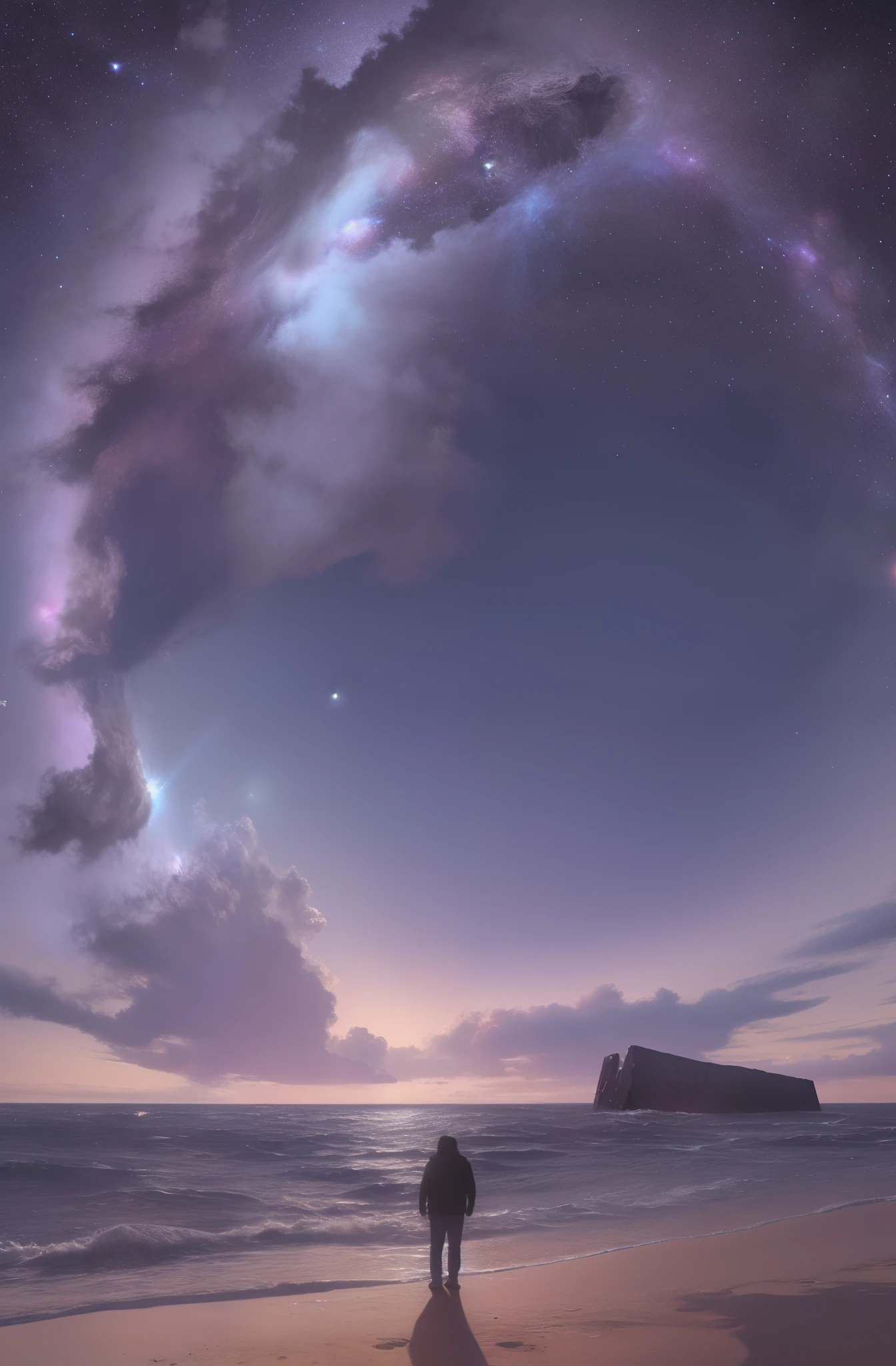 HD wallpaper, supernova explosion, empty universe, thick clouds, gray tones,