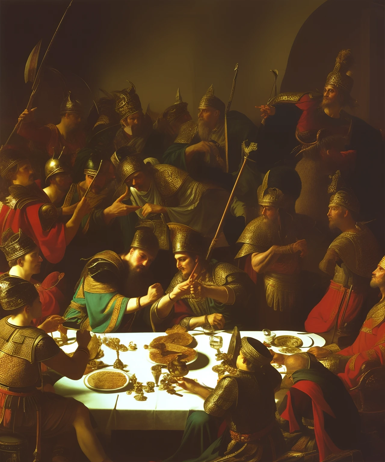 Attila the Hun at a feast