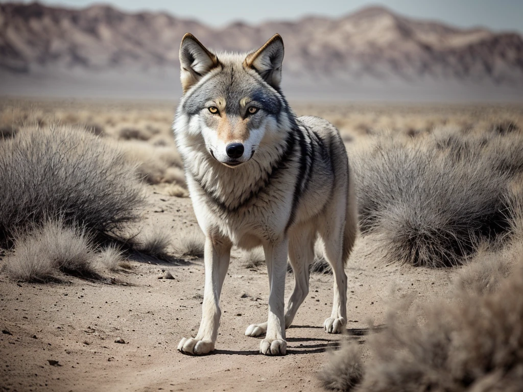 wolf in the desert, in front of camera, depth of field, sharp focus, clean design, octane render, insane details, intricate details, hyperdetailed, photorealism, extradetailed, photorealistic,
cinematic, slate gray atmosphere, soft cinematic light, adobe lightroom, photolab, hdr, intricate,
in front of camera, highly detailed, extreme image quality, vivid color, low contrast, fade image