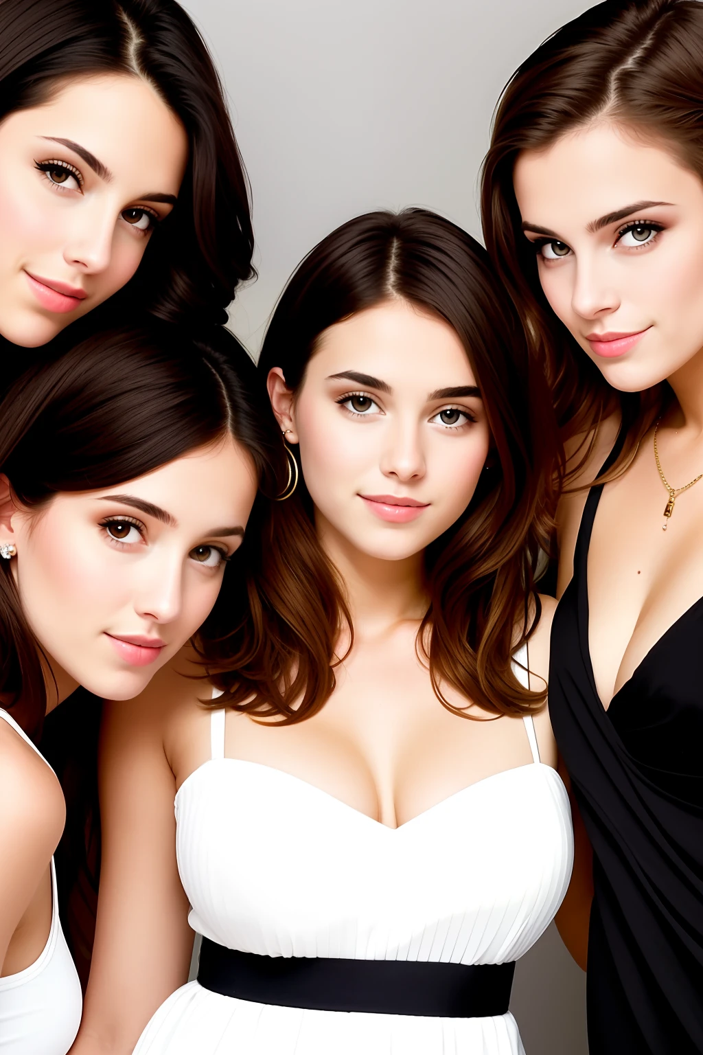 portrait, in the center, sexy cute brunette, style