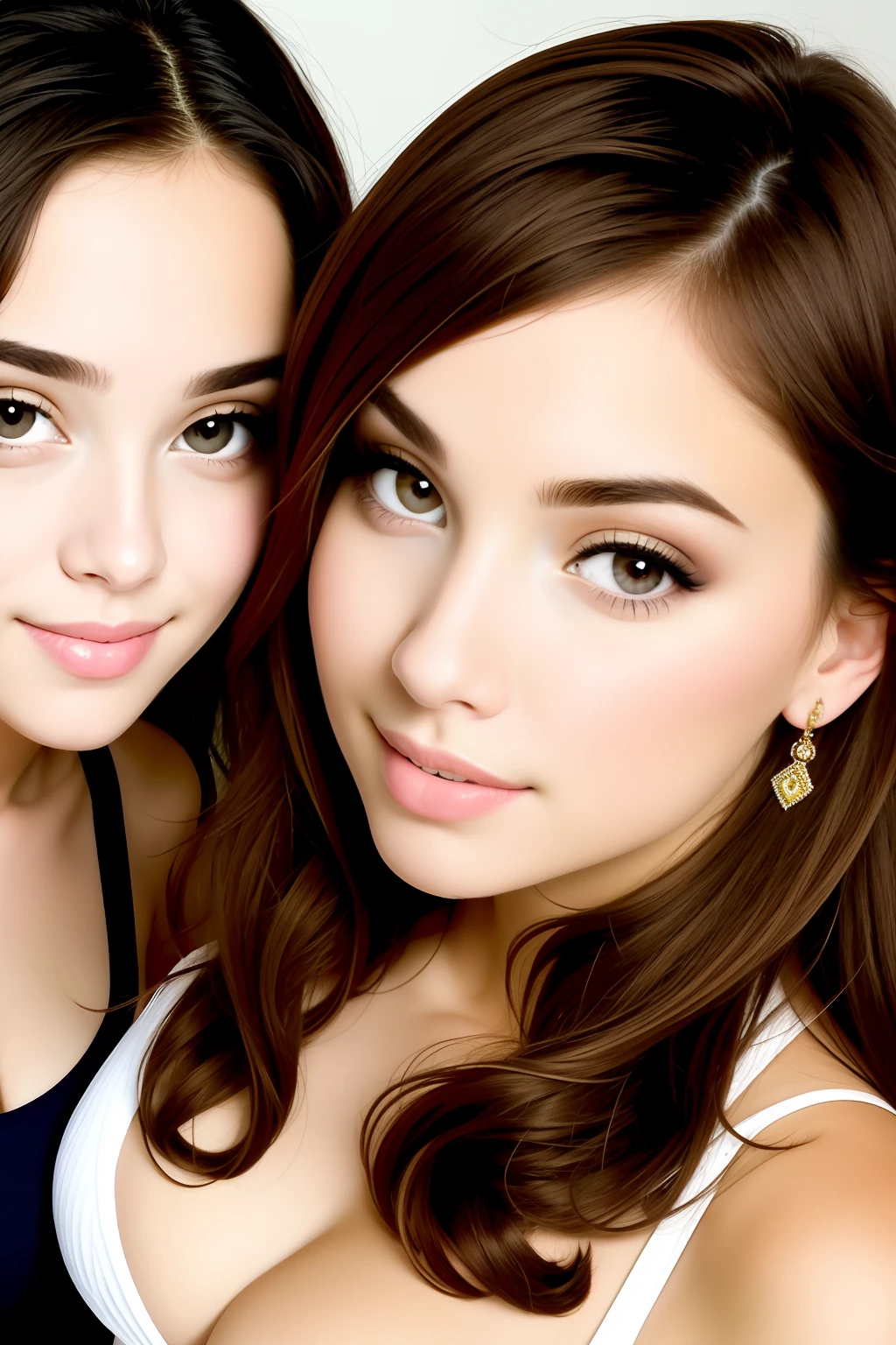 portrait, in the center, sexy cute brunette, style