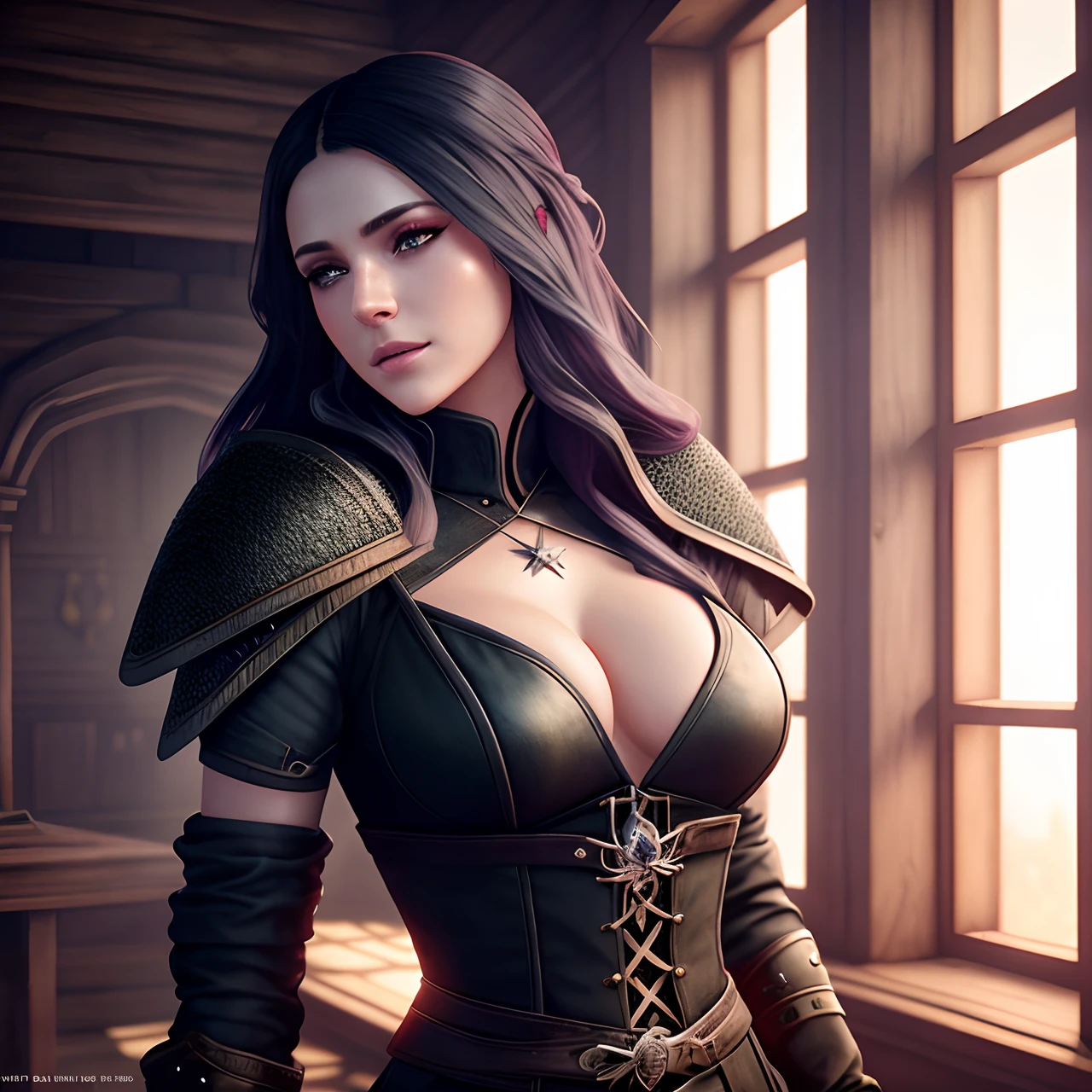 photo of a yennifer of vengerburg, witcher 3, clear skin, long dark hair, purple eyes, attractive lips,
stunningly beautiful woman, sexy sorceress robes, posing like a professional model, feminine form, 
big breasts, cleavage, sexy midriff, stunningly gorgeous, flirty and playful, 
film photography, extreme detail, 4k, ultra hd, Anna Dittmann, hyperrealism, trending on artstation, polished, photorealistic, backlight, hair light, 8k ultra hd.
