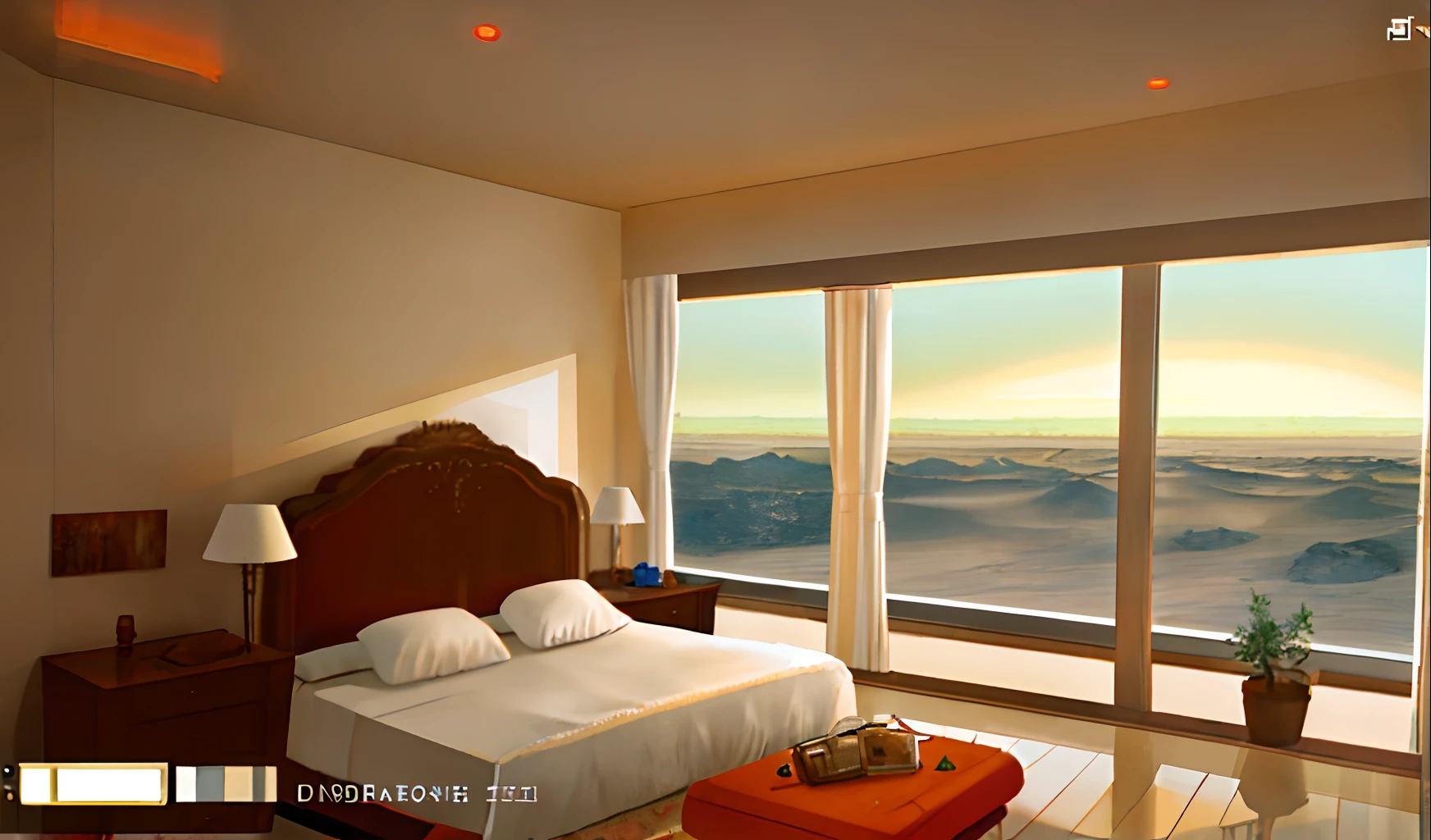 romantic bedroom on mars.::1.5 impressionist UE4 screenshot by Christopher Clark::1.0