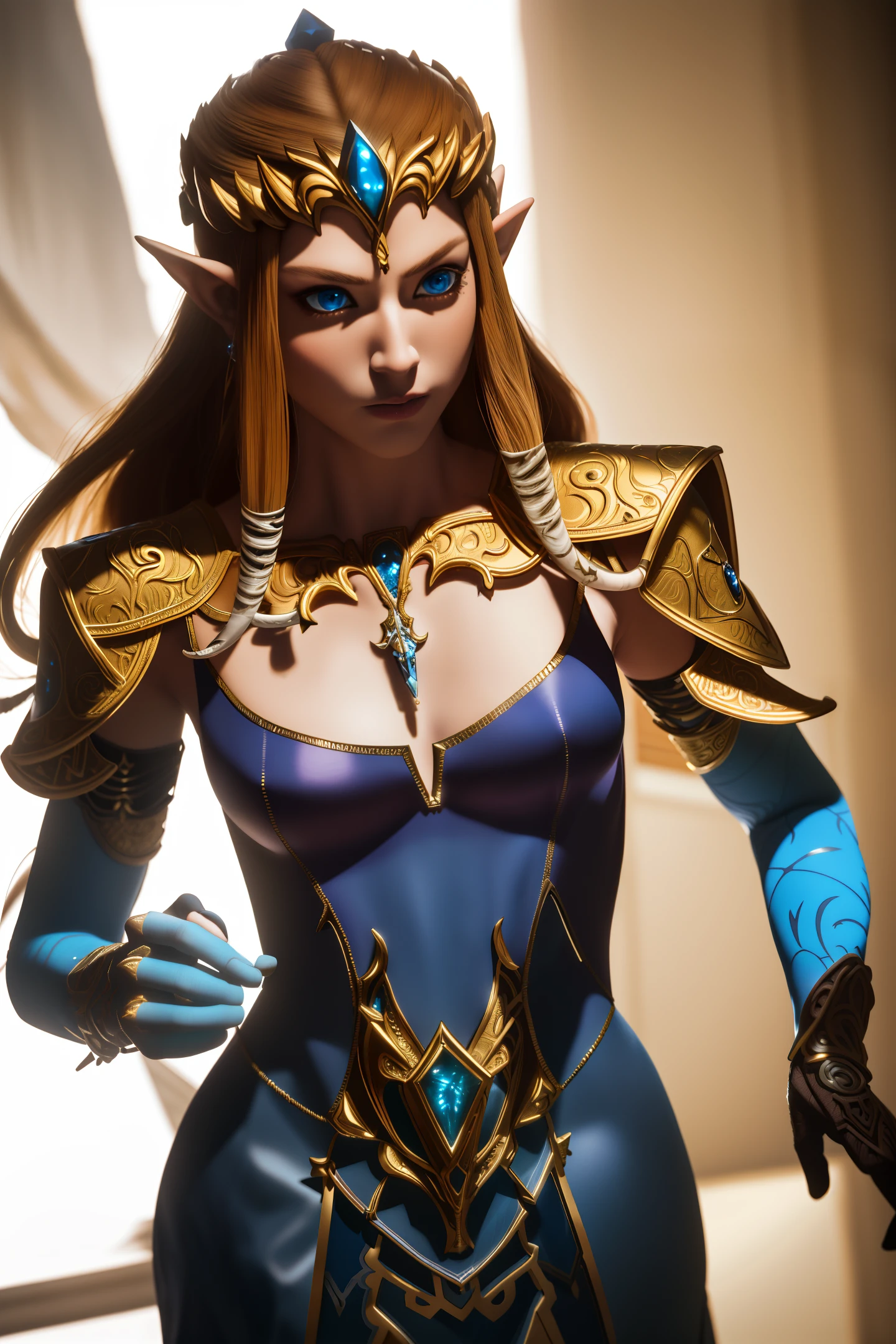 analog style, ((intricate details)), full torso shot, model shot,cold lighting, beautiful, (evil princess), (blonde hair), ((skeletal skimpy onyx dress armor)), ((intricate pointed red obsidian crown)), ((intense shadows)), ((thick outlines)), dynamic pose, windblown hair, perfect face, (realistic eyes), round iris, (((blue eyes))), perfect eyes, intricate, complex, sharp focus, studio photo, intricate details, highly detailed, sharp, perfect lighting, Masterpiece, detailed background, cinematic lighting, 8k, princess zelda, the legend of zelda,
