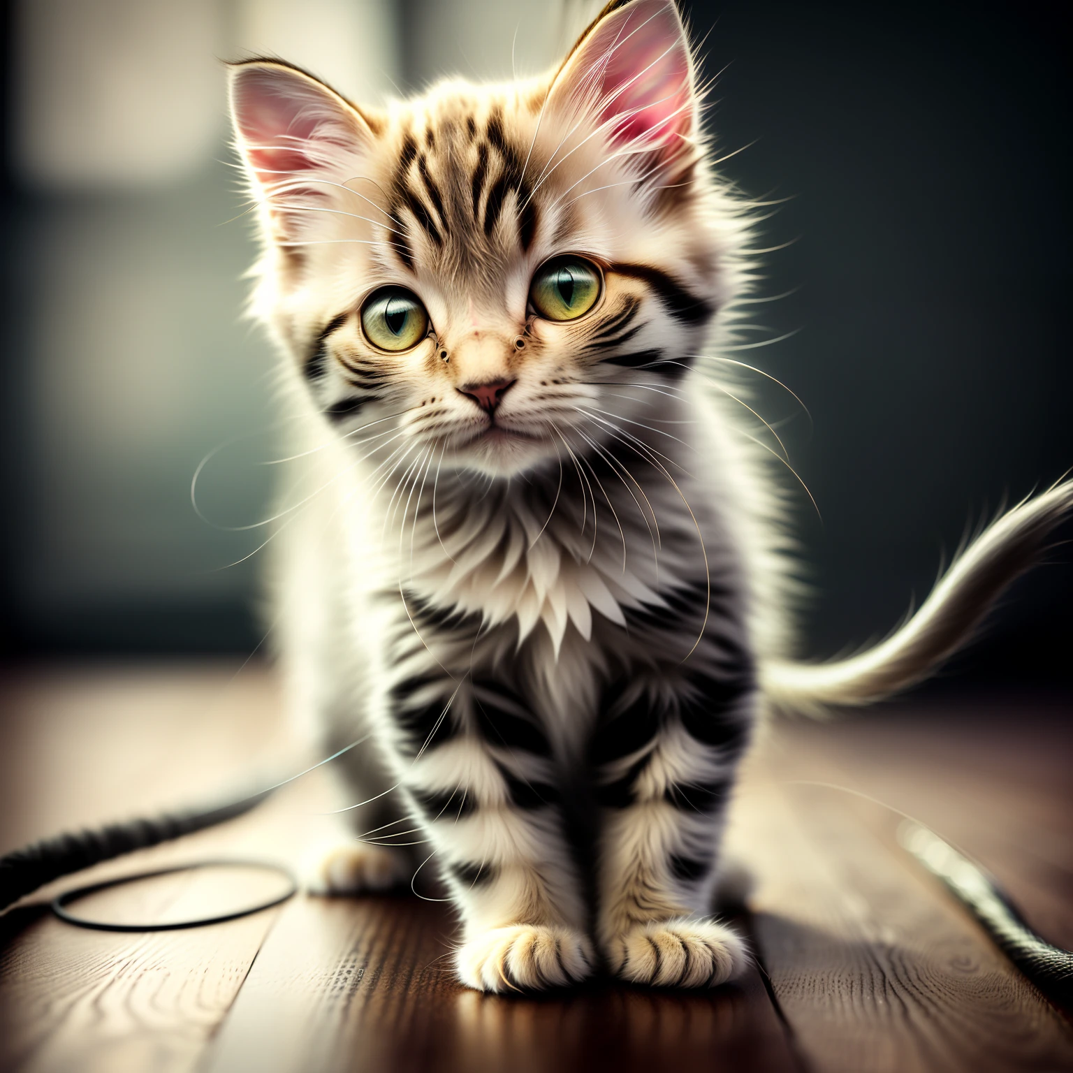 russian kitten, ([tail | detailed wire]:1.3), (intricate details), hdr, (intricate details, hyperdetailed:1.4), 4k textures, soft cinematic light, photolab, hdr, intricate, elegant, cinematic shot, vignette, centered