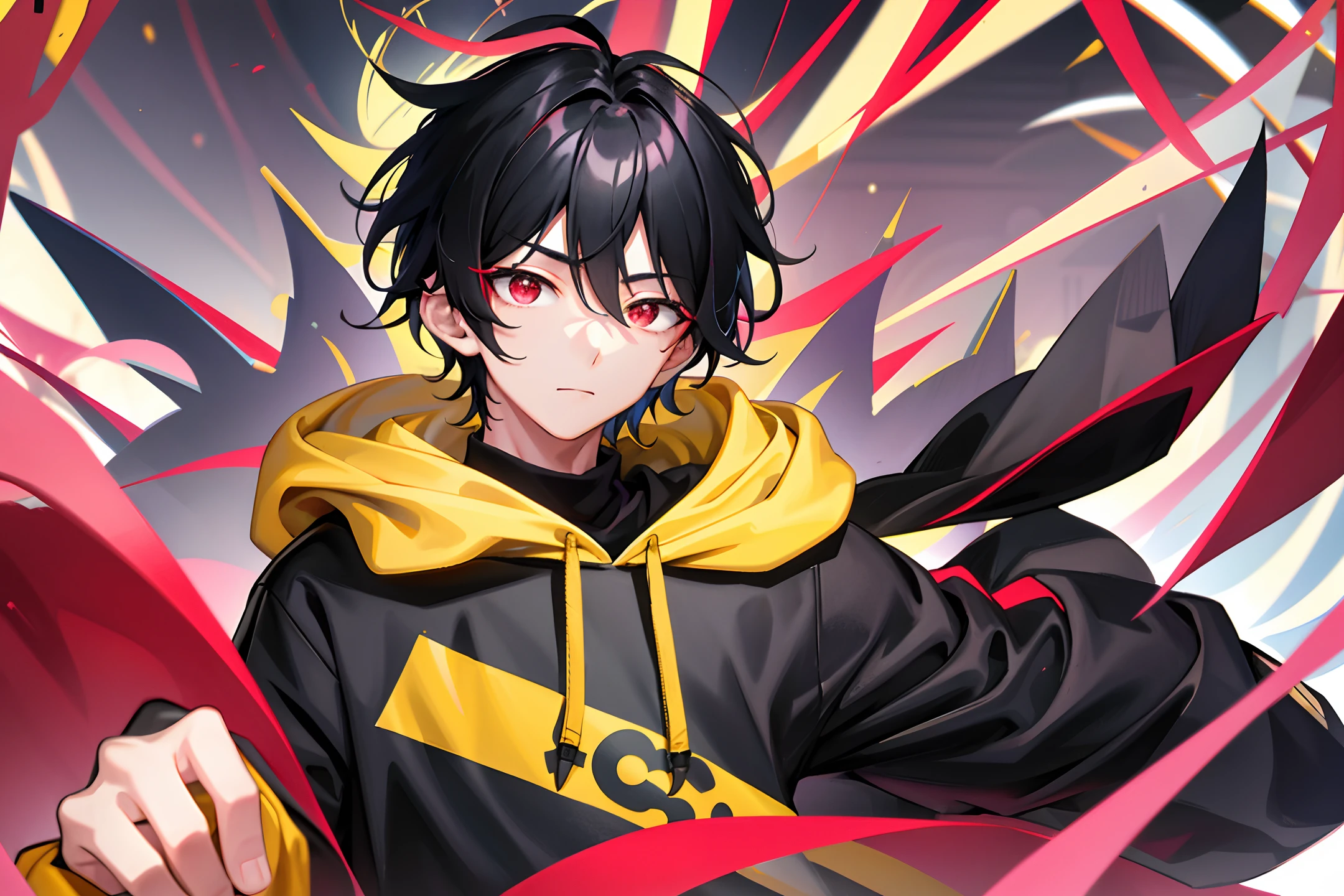 1 boy, handsome boy, black hair, coma hair, coma hair, korean hair, street style, yellow hoodie and purpel, full background collor, shiny, red eyes, looking at the viewer, upper body
ETA
1 Girl, Yae miko genshin impact, pink hoodie