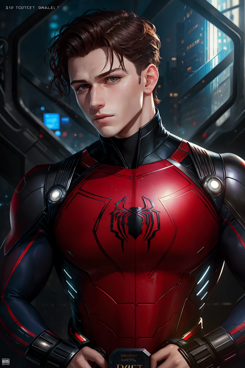 (Award Winning Digital Artwork:1.3) of (Sketch:1.3),(Energetic:1.3), TomHolland,CGSociety,ArtStation,(Saturated:1.3),(close portrait:1.3),(Masculinine:1.4),(beautiful:1.4),(attractive:1.3),handsome,calendar pose,perfectly detailed eyes,studio lighting, Spider web thematic background