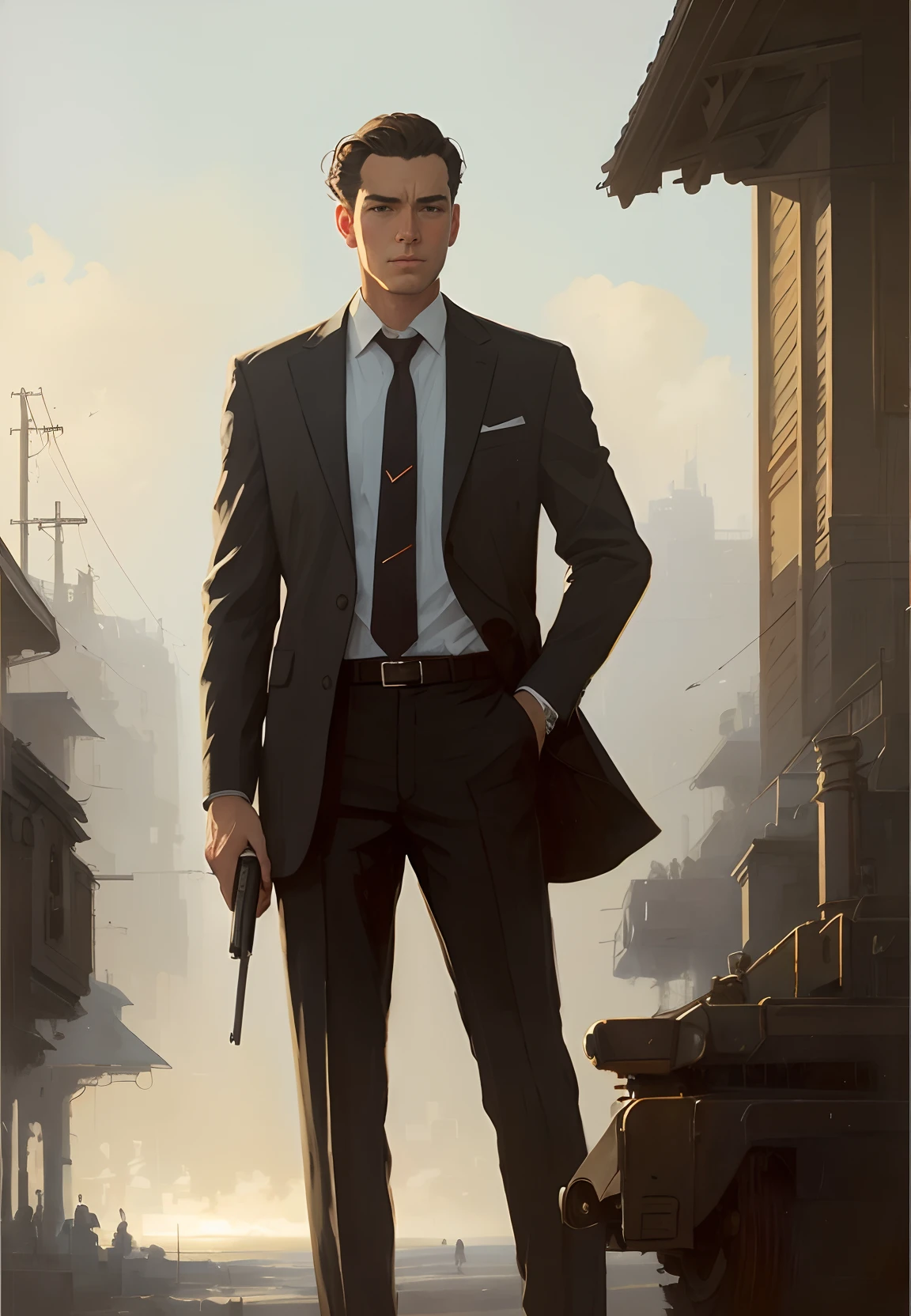 Timeless style, full-body shot of the most beautiful artwork in the world, features (model shooting style), (hand_on_hip:1.2), big game hunter, 2020, male, Hungarian, mature, short, strong, brown hair, portraits of people, artgerm and Greg Rutkowski's art and magali villeneuve, style, (mdjrny-v4 style), (mdjrny-v4 style), (from: below: below: below 1.2), (perfect male figure), (handsome, sexy, hot young man), (detailed face and eyes), (well defined face, gentleman: 1.3), focus on face, (perspective: 1.1), male focus, man, professional Majestic Oil Painting by Ed Blinkey, Atey Ghailan, Studio Ghibli, by Jeremy Mann, Greg Manches, Antonio Moro, Featured on ArtStation, Trending on CGSociety, created by Midjourney and Greg Rutkowski The art of complex, highly detailed, sharp, dramatic, and realistic painting
