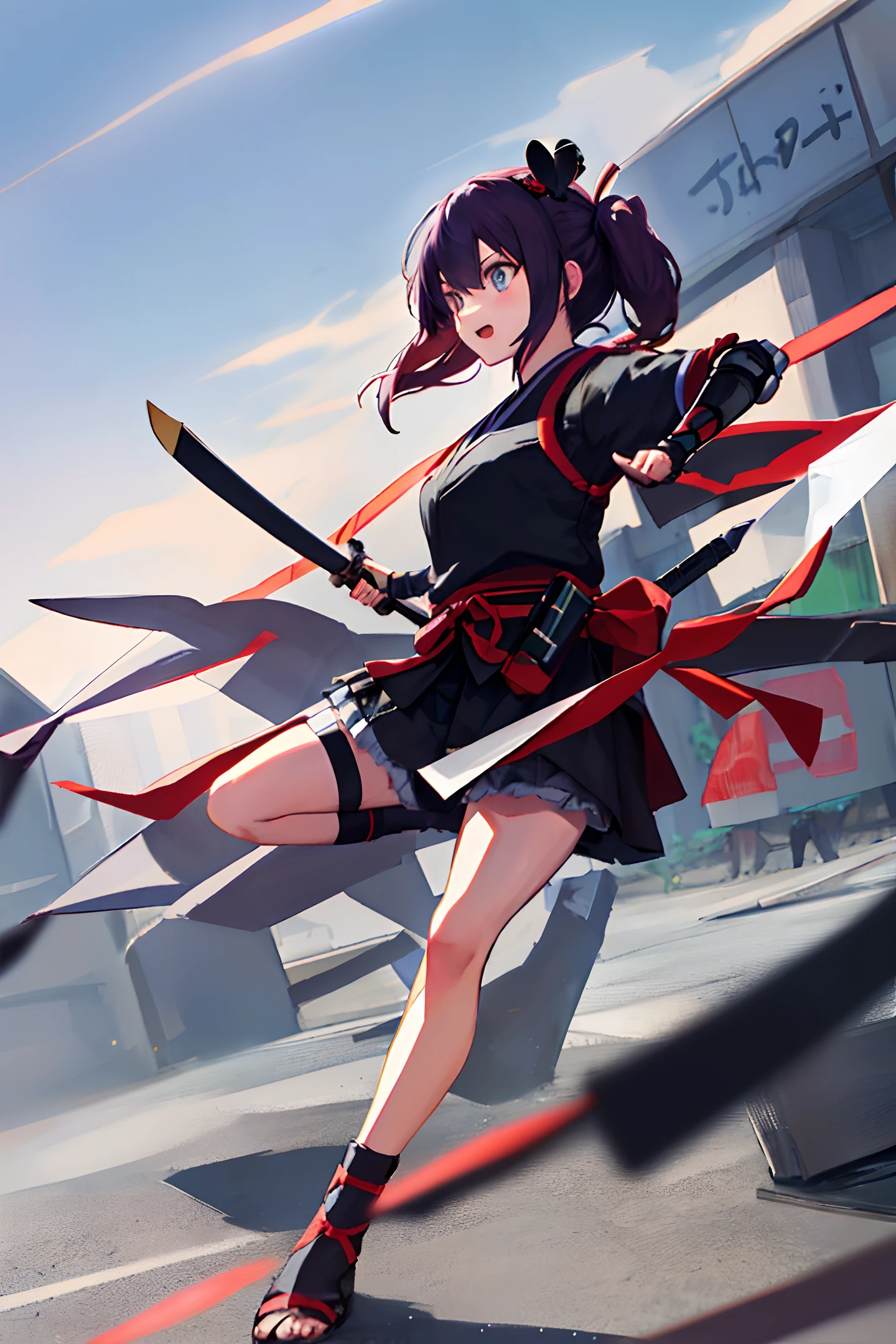 girl, ninja, anime, HD, 4k