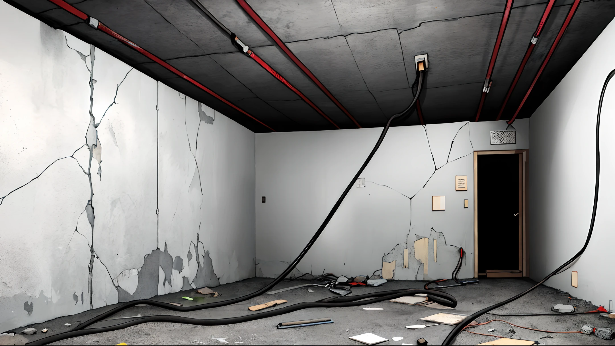dark, concrete wall, basement, abandoned, dirty bed