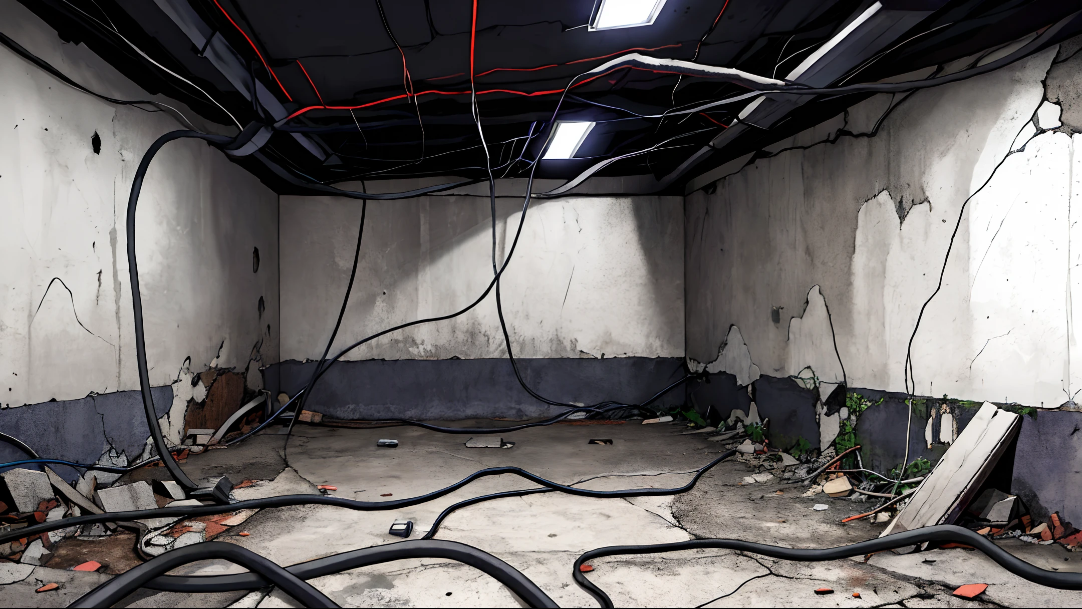 dark, concrete wall, basement, abandoned, dirty bed