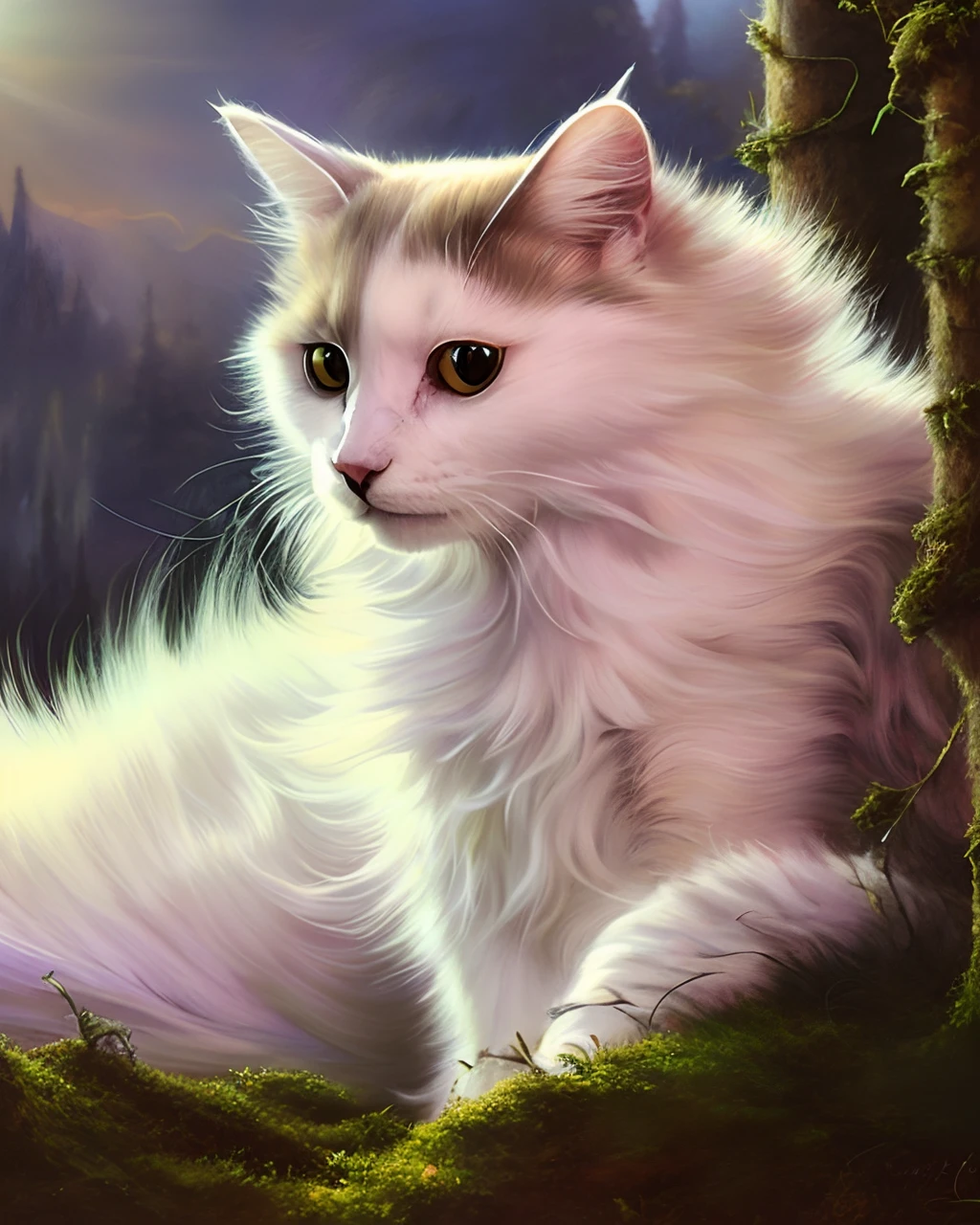 Portrait of a cat mlloctst, digital painting, artstation, concept art, soft light, hdri, illustration, fantasy, intricate, elegant, highly detailed, d&d, opaque painting, in the style of Greg Rutkowski and Alphonse Mucha and Artemisia, 8k, highly detailed, Jurgens, Rutkowski, Bouguereau, Pastoral, Rustic, Georgic, detailed concept art, illustration, colored pastel, painting, detail, ultra detailed, digital art, 4k yellow eyes