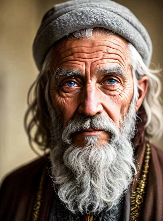 A portrait of a wizard, bearded, wrinkled, weathered, with piercing eyes, detailed face, high details, photography, natural light, Nikon D850, 50mm, f/1.4