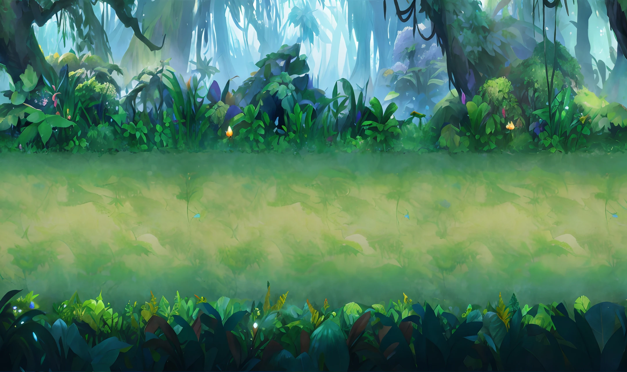 There is a picture of a jungle rich in plants, fairy forest background, background art, fantasy forest background, mobile game background, forest background, fantasy forest background, background art, magic forest background, two-dimensional game art background, soft forest background, fantasy forest environment, background jungle background, game background, mysterious forest background, forest background.