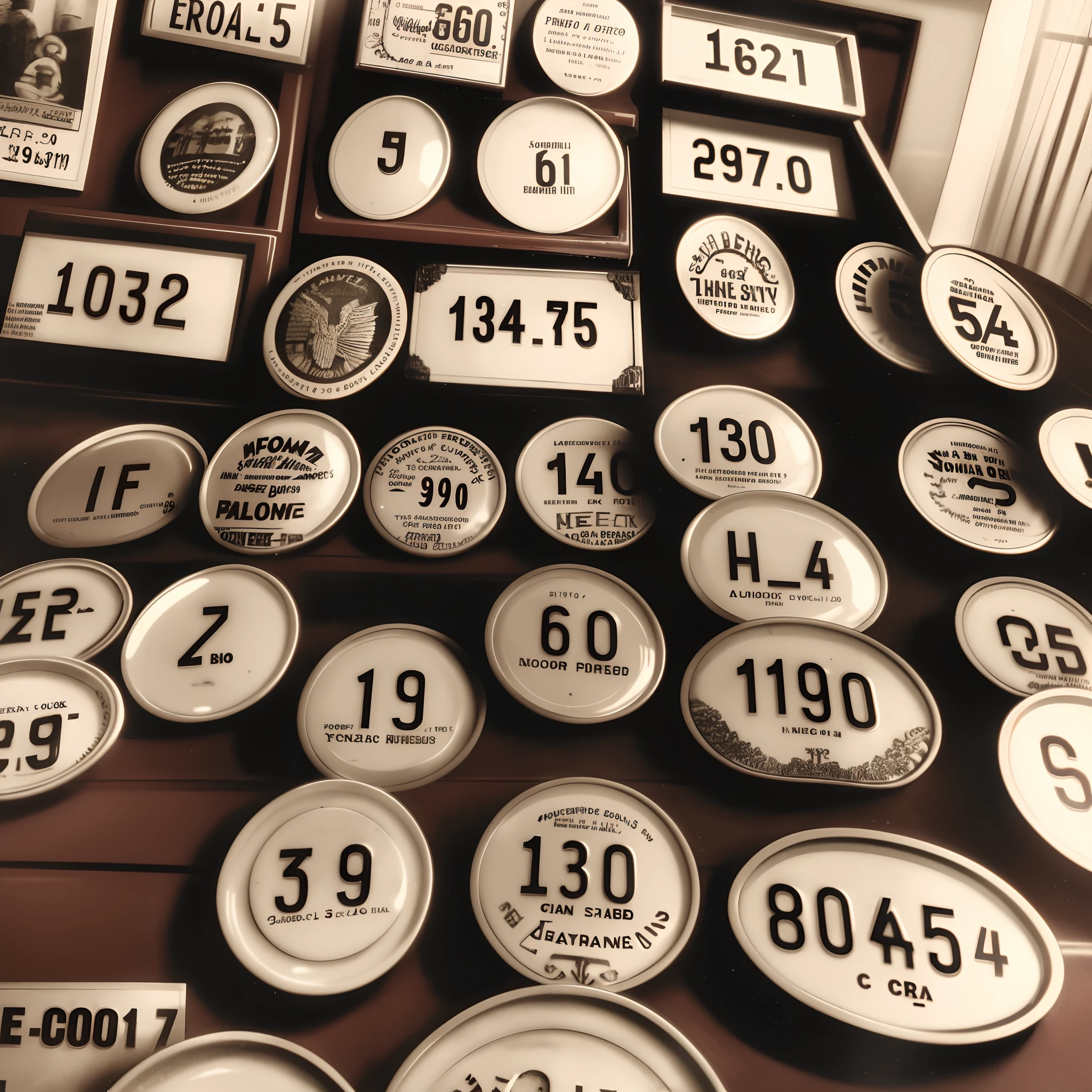 one House license plates from the 1900s, in retro photography style