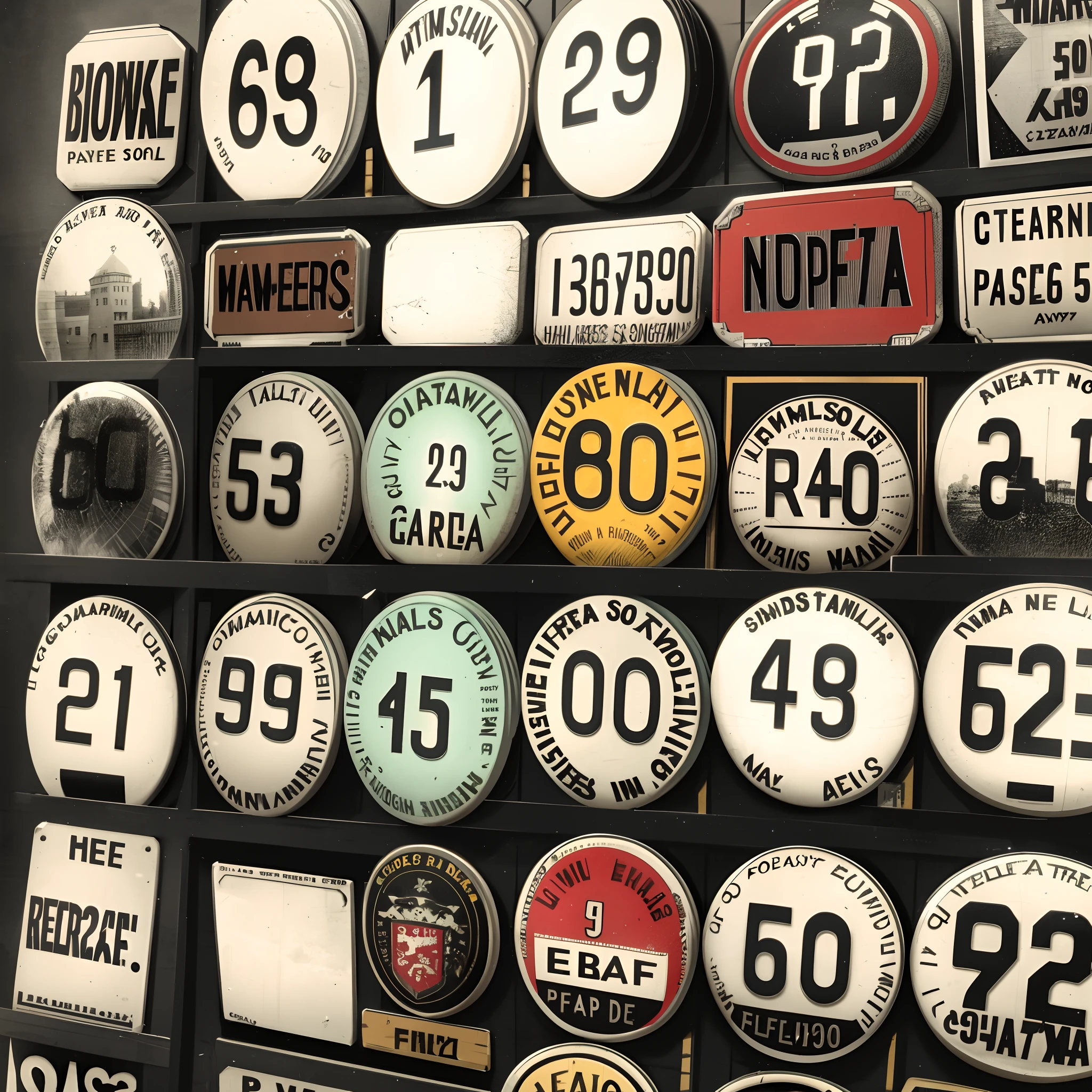 House license plates from the 1900s, in retro photography style