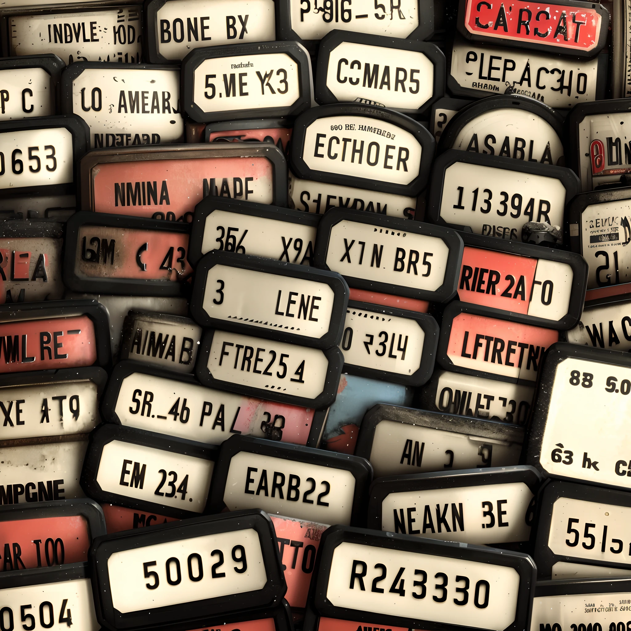 House license plates from the 1900s, in retro photography style