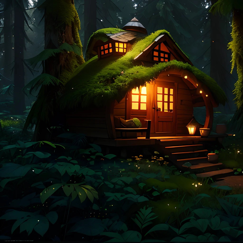 masterpiece, best quality (extremely detailed CG unity 8k wallpapers), (best quality), (best illustration), (best shadow), (shell-shaped hut: 1.1), moss-covered, isometric 3D, octane rendering, ray tracing, super detail