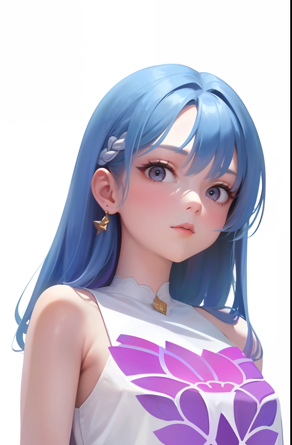 (Attractiveness: 1.6, best quality), (delicate eyes: 1.2), high quality, beauty, 1 girl, wide angle shot, white cropped top, bare shoulders, long hair, wide hips, (sideways,)