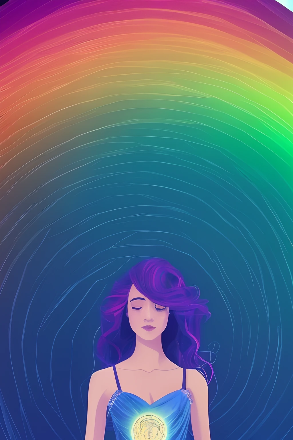 tarot style, 1girl, male_focus, collarbone,, portrait, digital illustration, flowing hair, glowing rainbow hair, night, pastel, looking at camera, looking_at_viewer, ring lighting, edge lighting, trend on artstation, wlop, dsktaro1