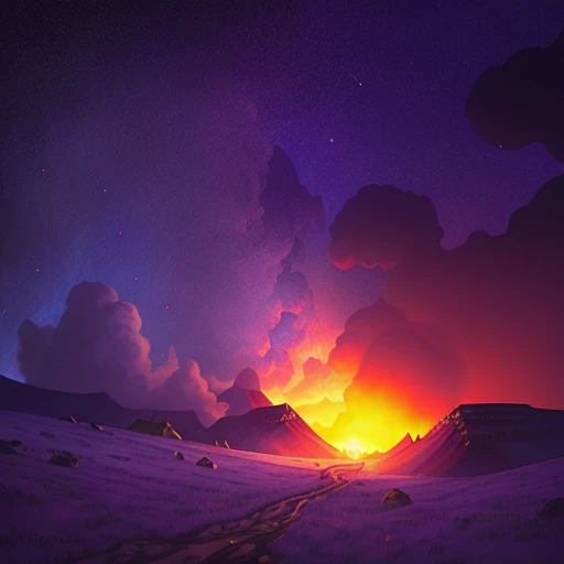 World of Warcraft's Damoros Mountains, Armageddon, the ruins of a medieval city destroyed by meteorites, Burning Meteor Trail, giant meteors, burning meteorites, Burning Clouds, Cold Weathery, movies, blizzards, exploding light