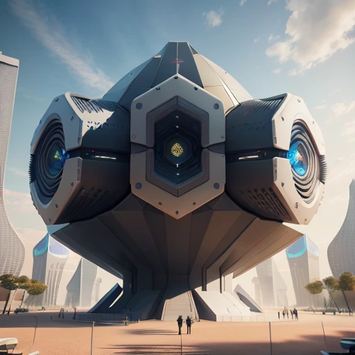 futuristic architecture visualization, large playground, Avant-garde design, futuristic design, afternoon, UE5 rendered, ray tracing rendered, intricate, highly detailed, 8K, HDR, highest quality, sharp focus, photorealism