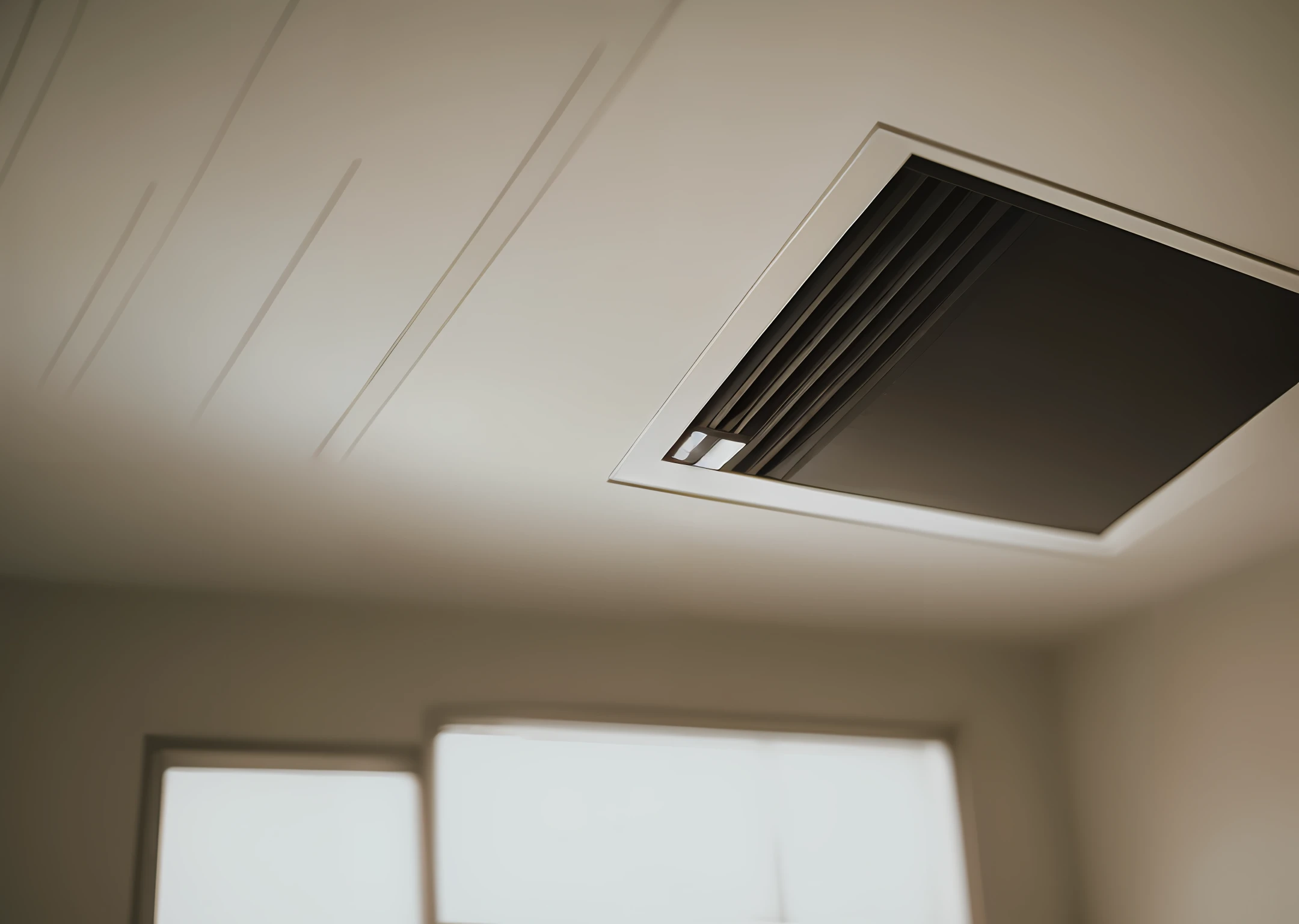 Home Room Ceiling Ventilation, Modern Interior Air Vent, white background, natural lighting, photography 400 ISO film grain 30mm lens RAW aperture f1.8, art photographer