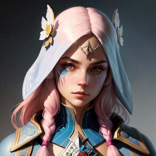 snthwve nvinkpunk style (symmetry: 1.1) portrait of (blue pen), (assassins creed style: 0.8), pink and gold and opal color scheme, beautiful and intricate filegrid face painting, intricate, elegant, highly detailed, digital painting, art station , concept art, sharp soft focus, illustration, art by greg rutkowski and alphonse mucha, 8k