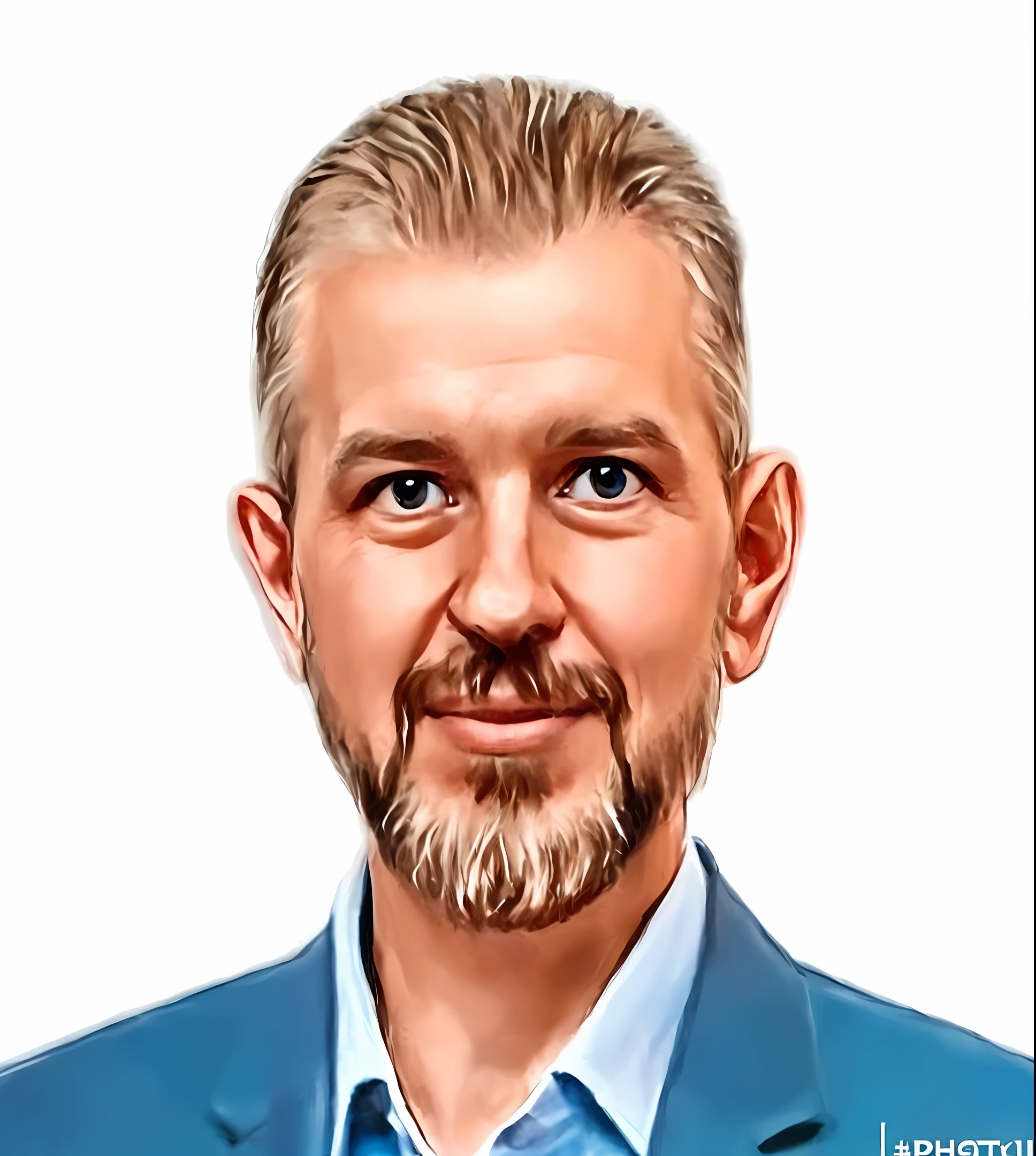 there is a man with a beard and a blue shirt, andrey surnov, andrei riabovitchevy, andrei ryabovichev, nft portrait, maxim shirkov, by Andrzej Wróblewski, oleg zherebin, krzysztof porchowski jr, alexey gurylev
