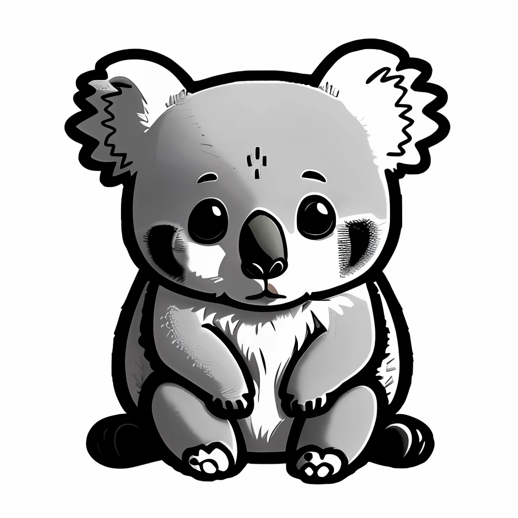 coloring page, of 1 cute koala, line art, outline, simplified