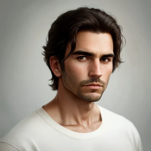 man, portrait, modeling, photo, empty background, masterful composition