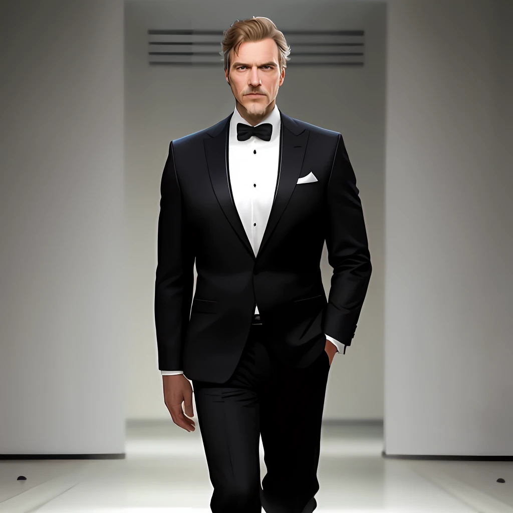 full-length portrait of this man against an empty background, graceful composition, modeling photography, professional picture quality