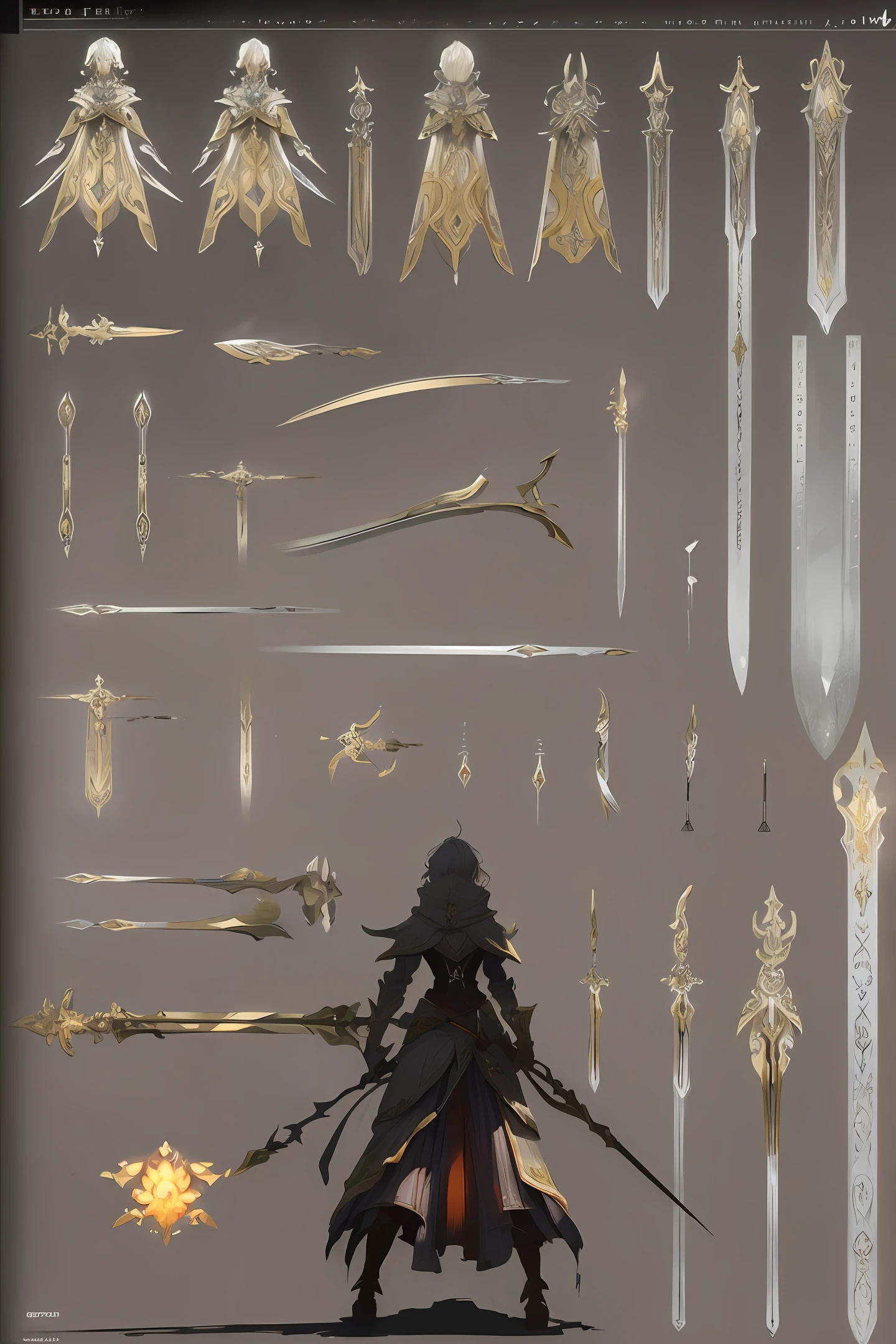 Weapon design tables, concept art, (Broadsword Weapon), flame magic, ((film)), (subtle lighting), (perfect shadows), (gorgeous), (perfect proportions), (intricate details)