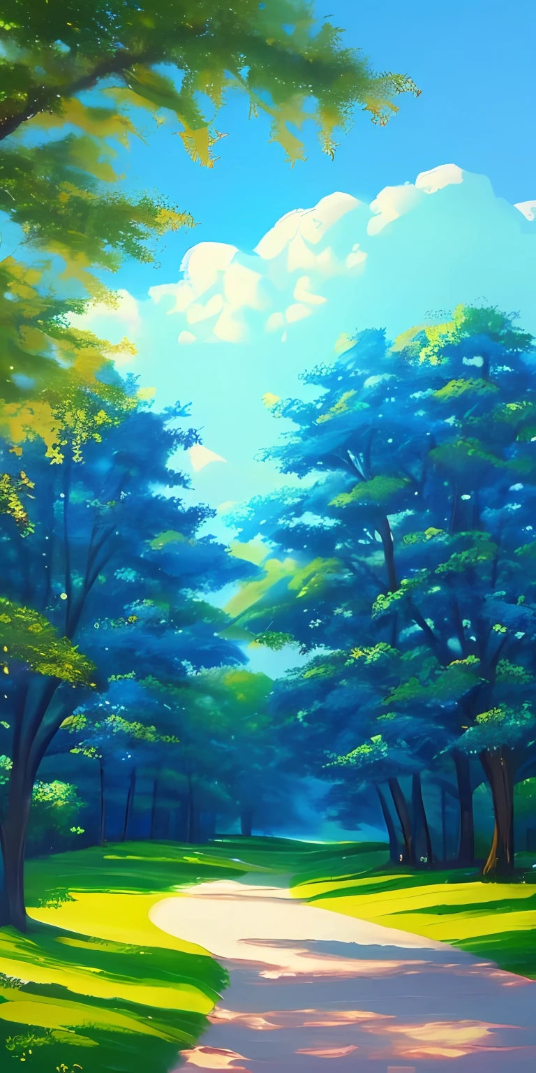 create a landscape painting the focal point of the painting to be a tree in the center of the canvas the portrait to have a cool color scheme, with blues and greens dominating the painting to be in a realistic style, with lots of detail