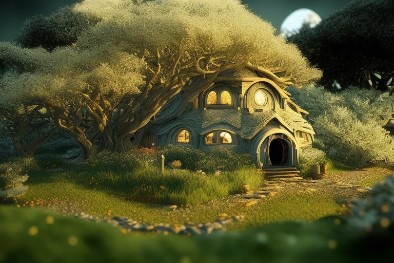 duskametrik hobbit house lord of the rings incredibly detailed background bokeh edge lighting duskametrik