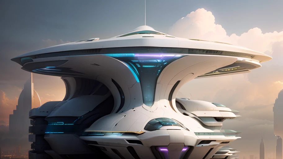 futuristic architectural visualization, sci-fi architectural visualization, panoramic architecture, mega museum, streamlined design, (art style by Filip Hodas), large curved design, futuristic shape detail conceptual design, (in the sky: 1.5), trends on artstation, octane Value Rendering, Ray Traced Rendering, Realistic, Full Resolution, (Complex Detail: 1.2), Professional Photo, (Pastel Colors: 1.2), Avant-Garde Design, Morning, Complex, Highly Detailed, 8K, Art by Greg Rutkowski and artgerm, soft film light, adobe lightroom, photolab, HDR, highest quality, sharp focus, photorealistic, cloud cover background