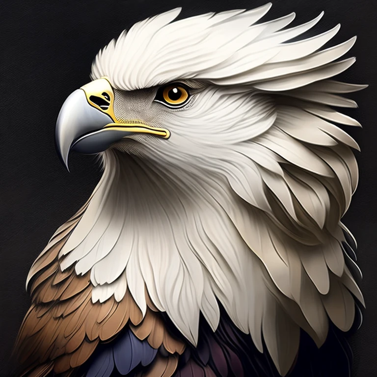 soft brush, (digital painting: 1.2), close-up of a griffin with eagle head, lion mane, lion ears, lion eagle, lion color, (black background), Artgerm, concept art, (coherence: 1.3), artstation trends , Photoshop, great composition, cinematic atmosphere, dynamic cinematic lighting, aesthetics, very inspiring, arthouse
