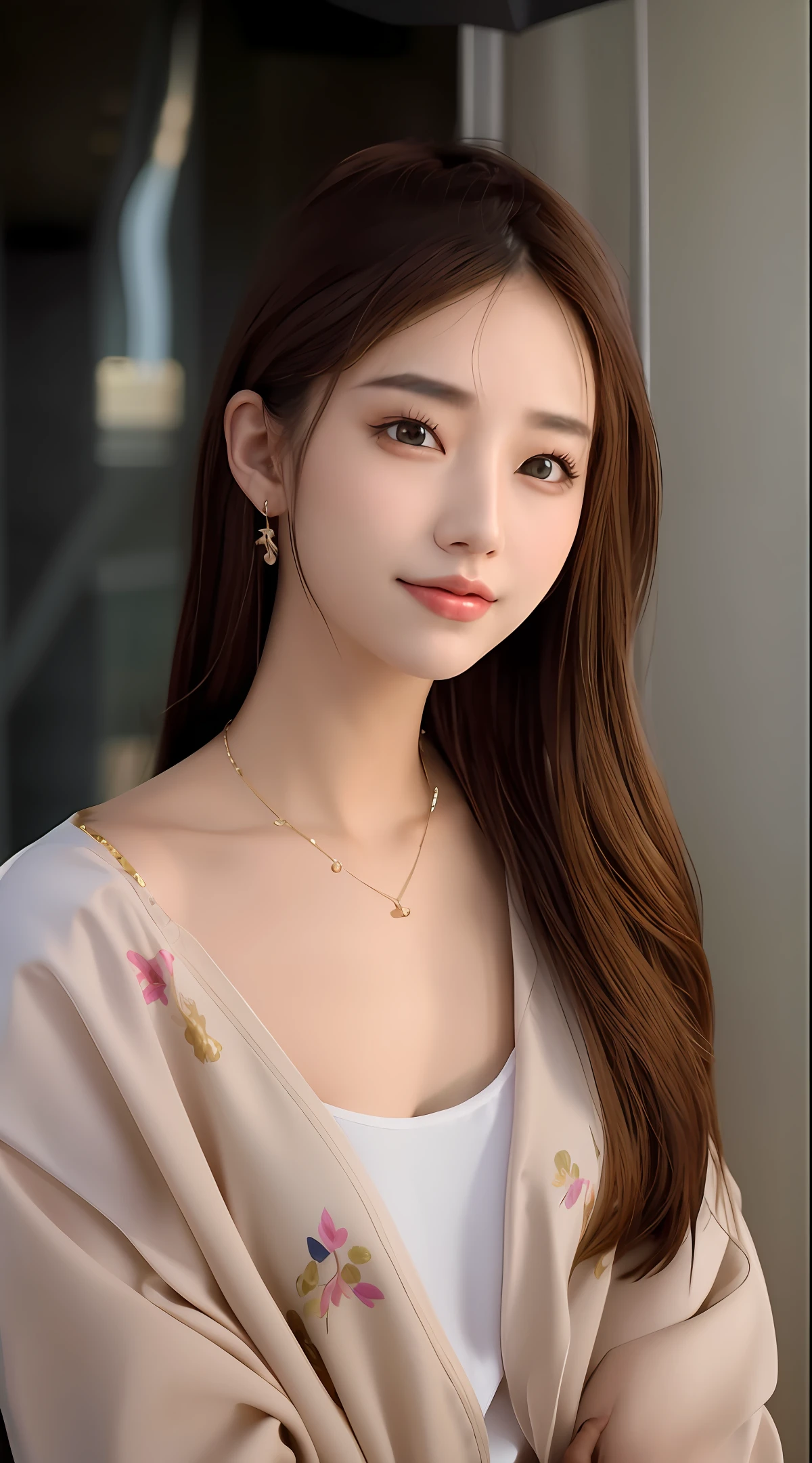 (goddess-like happiness:1.2), Kpop idol, 20 years old, brown eyes, short hair, (RAW photo:1.2), (photorealistic:1.4), (masterpiece:1.3), (intricate details:1.2), delicate, beautiful detailed, (detailed eyes), (detailed facial features), (dress), tall female, petite, small breasts, narrow waist, skin tight, (looking_at_viewer), from_front, big circle earrings, slim_legs, (skinny), (best quality:1.4), (ultra highres:1.2), cinema light, outdoors, (extreme detailed illustration), (lipgloss, eyelashes, best quality, ultra highres, depth of field, caustics, Broad lighting, natural shading, 85mm, f/1.4, ISO 200, 1/160s:0.75), dynamic pose,