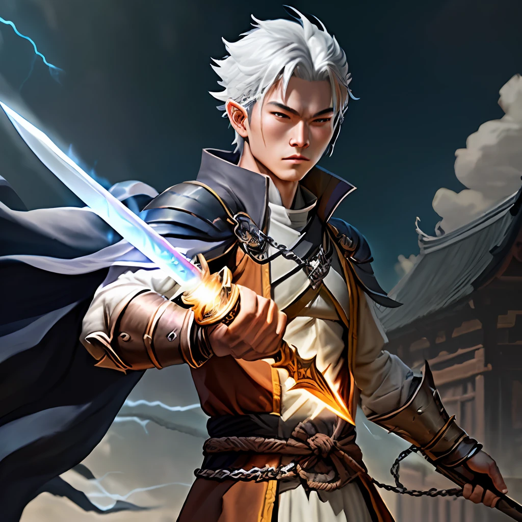 DND Character Level 20 Legendary Monk (Swordsman) Human males come from the far east. The primary weapon is an enchanted two-handed sword +4 (lightning), and the secondary weapon is a dagger with a chain chain behind it. The legendary feat of long-range attack is to use gasification sword (consume an auxiliary action, and 3 points of ki, create 3 suspended spirit swords, deal 3d8 non-attribute damage to all enemies within 10 feet. Or enchant own weapons, in the next three +5 penetration for the weapon and an additional 2d10 non-elemental damage for each round)